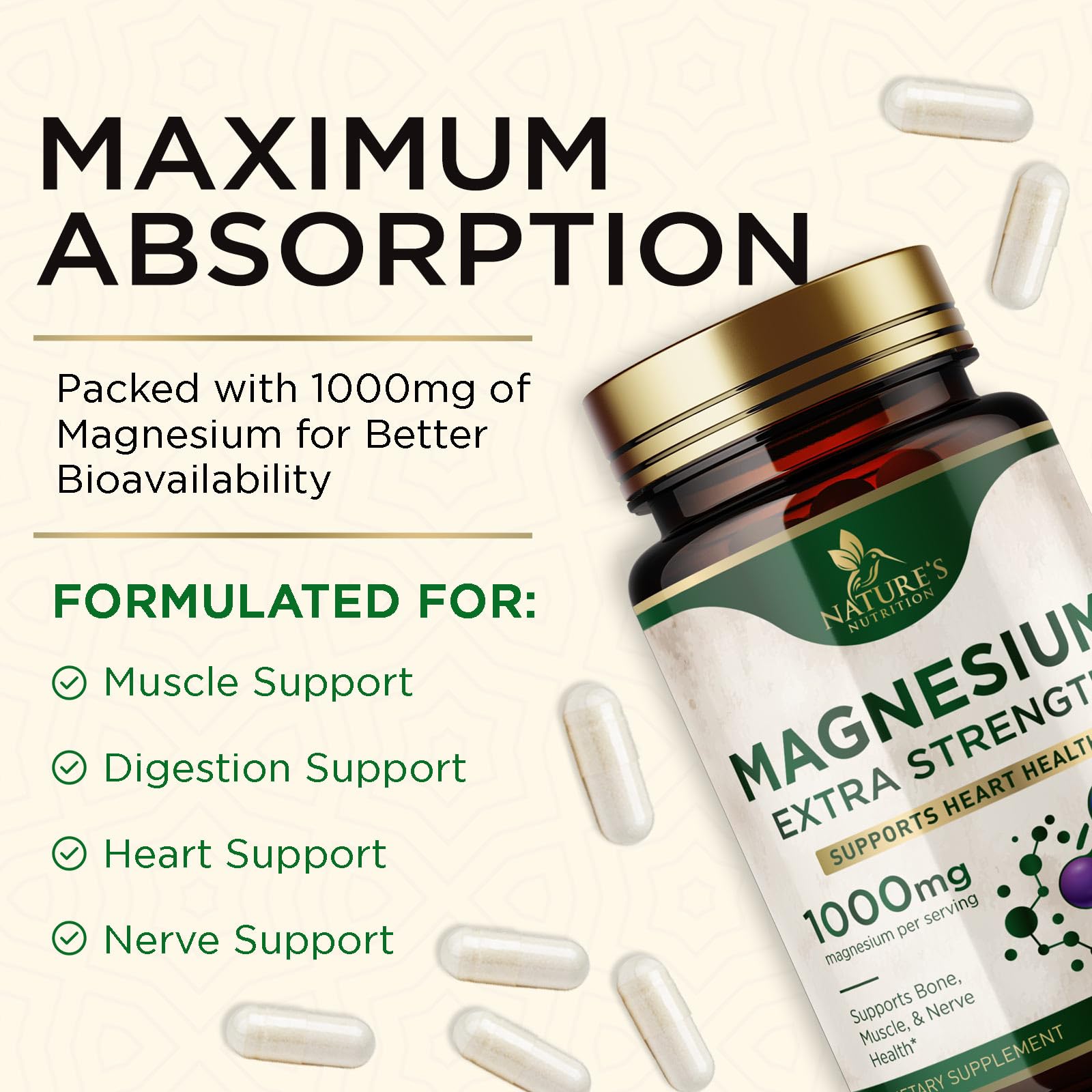 Foto 5 | Suplemento De Magnesio Nature's Nutrition 1000 Mg 240 Cápsulas - Venta Internacional.