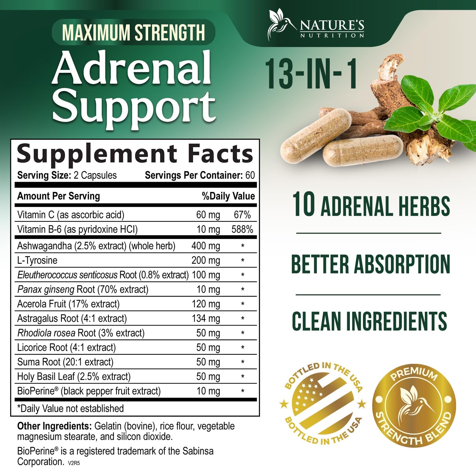 Foto 3 pulgar | Suplementos De Apoyo Suprarrenal Nature's Nutrition 120 Cápsulas - Venta Internacional.