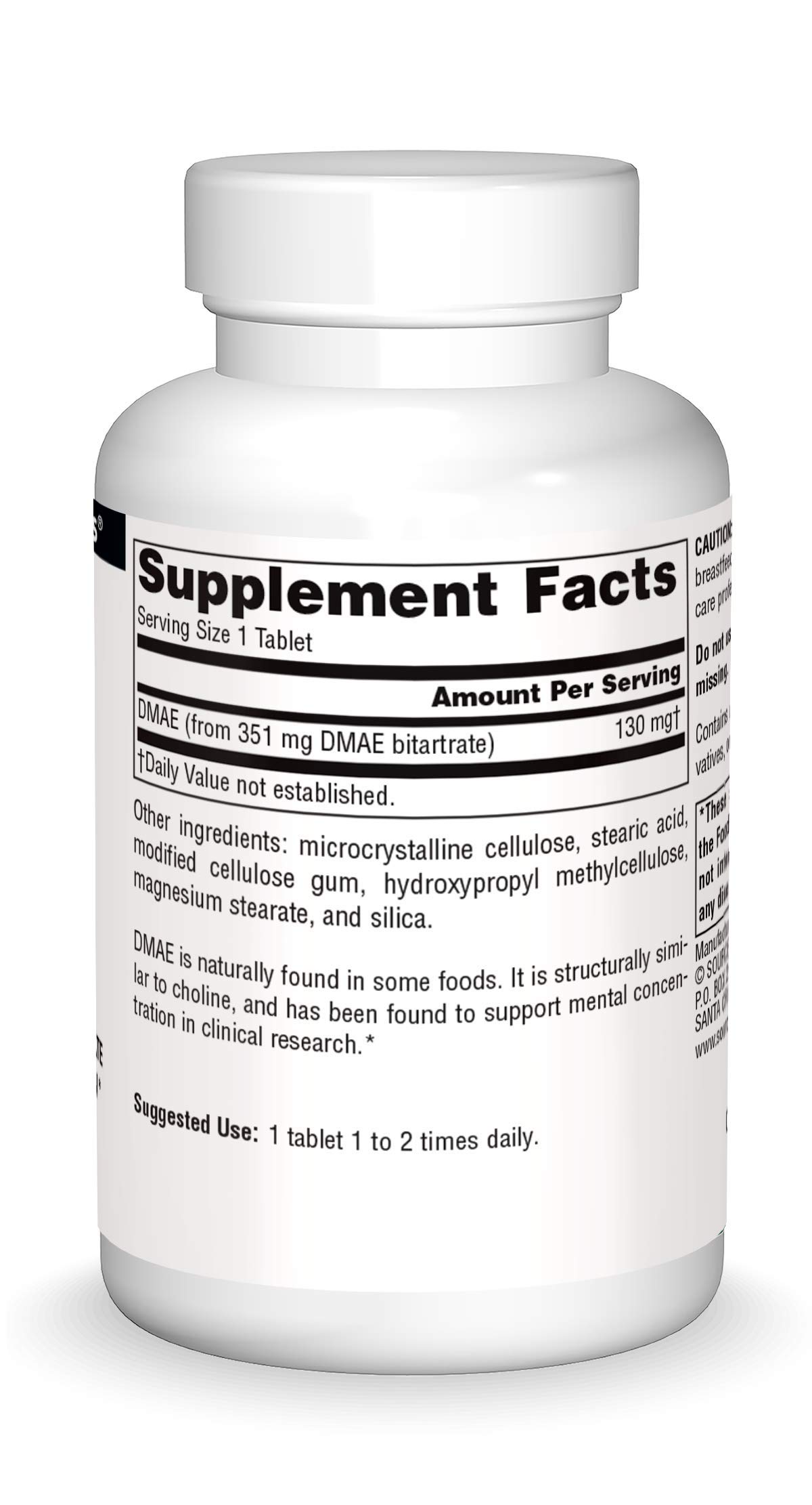 Foto 3 pulgar | Supplement Source Naturals (dmae, Dimetilaminoetanol, 100 Comprimidos) - Venta Internacional.