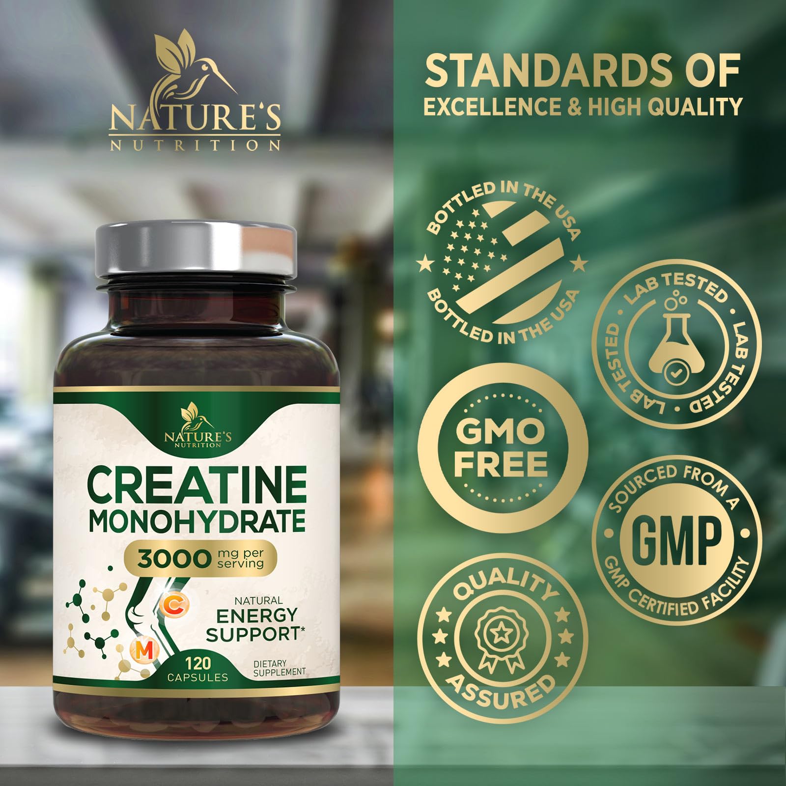 Foto 4 | Cápsulas De Monohidrato De Creatina Nature's Nutrition 3000 Mg - Venta Internacional.