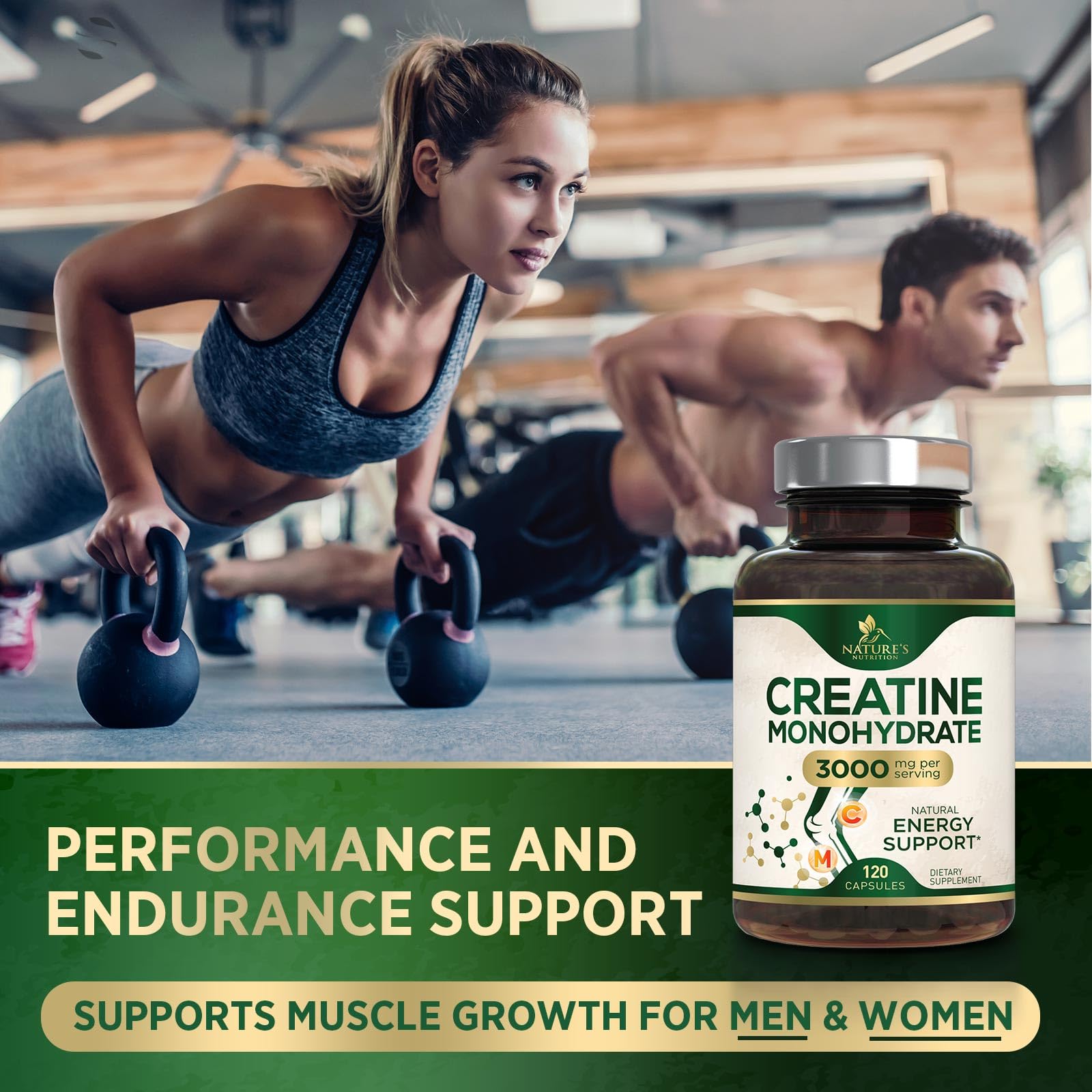 Foto 5 | Cápsulas De Monohidrato De Creatina Nature's Nutrition 3000 Mg - Venta Internacional.