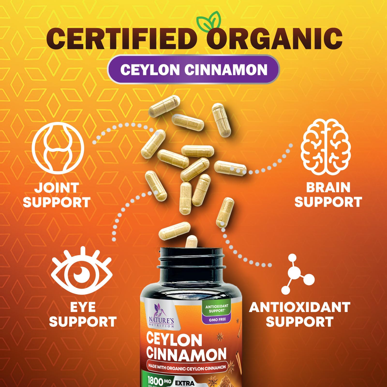 Foto 7 pulgar | Suplemento Nature's Nutrition Con Canela De Ceilán 1800 Mg 60 Cápsulas - Venta Internacional.