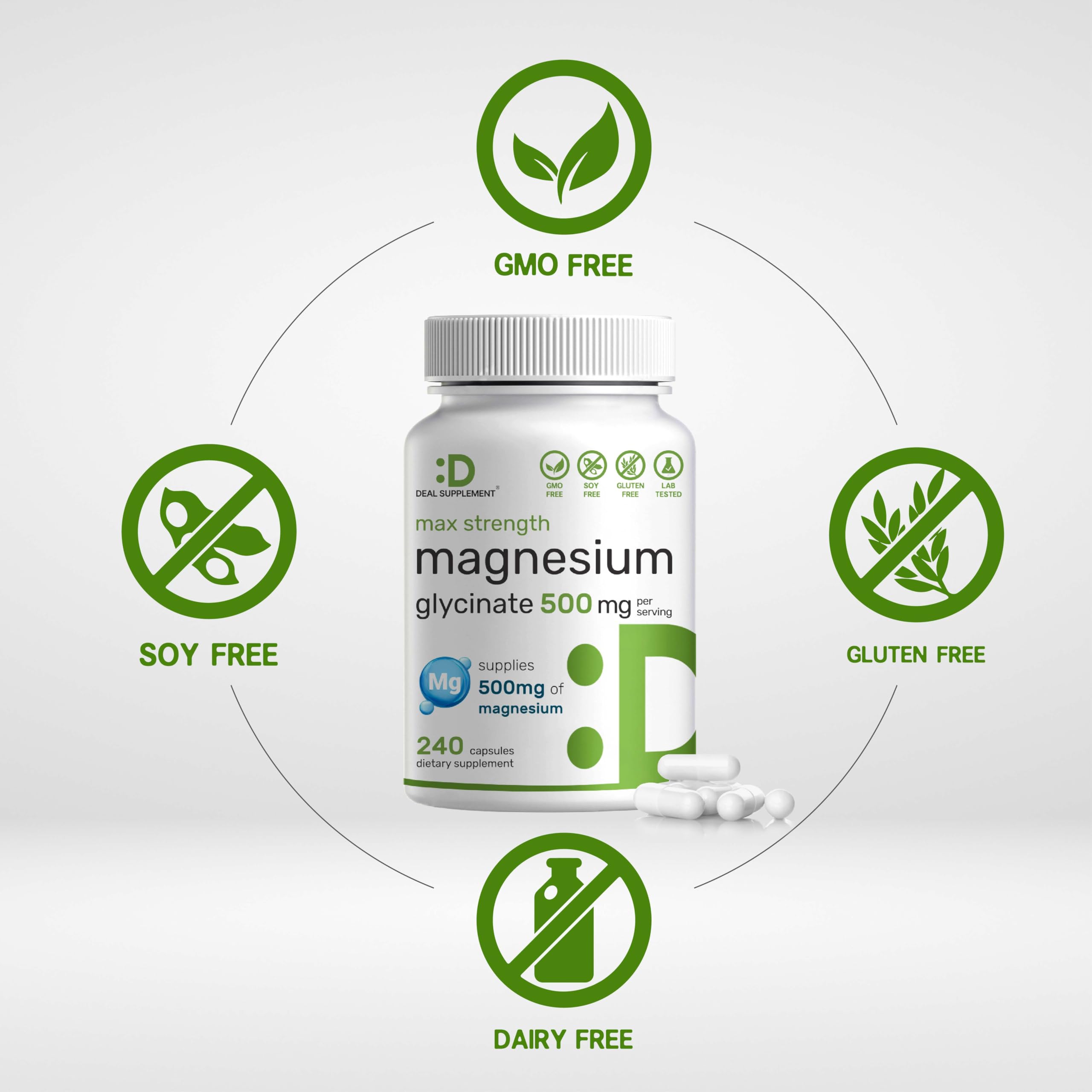 Foto 4 pulgar | Suplemento De Magnesio Deal Supplement Max Strength 500 Mg - Venta Internacional.