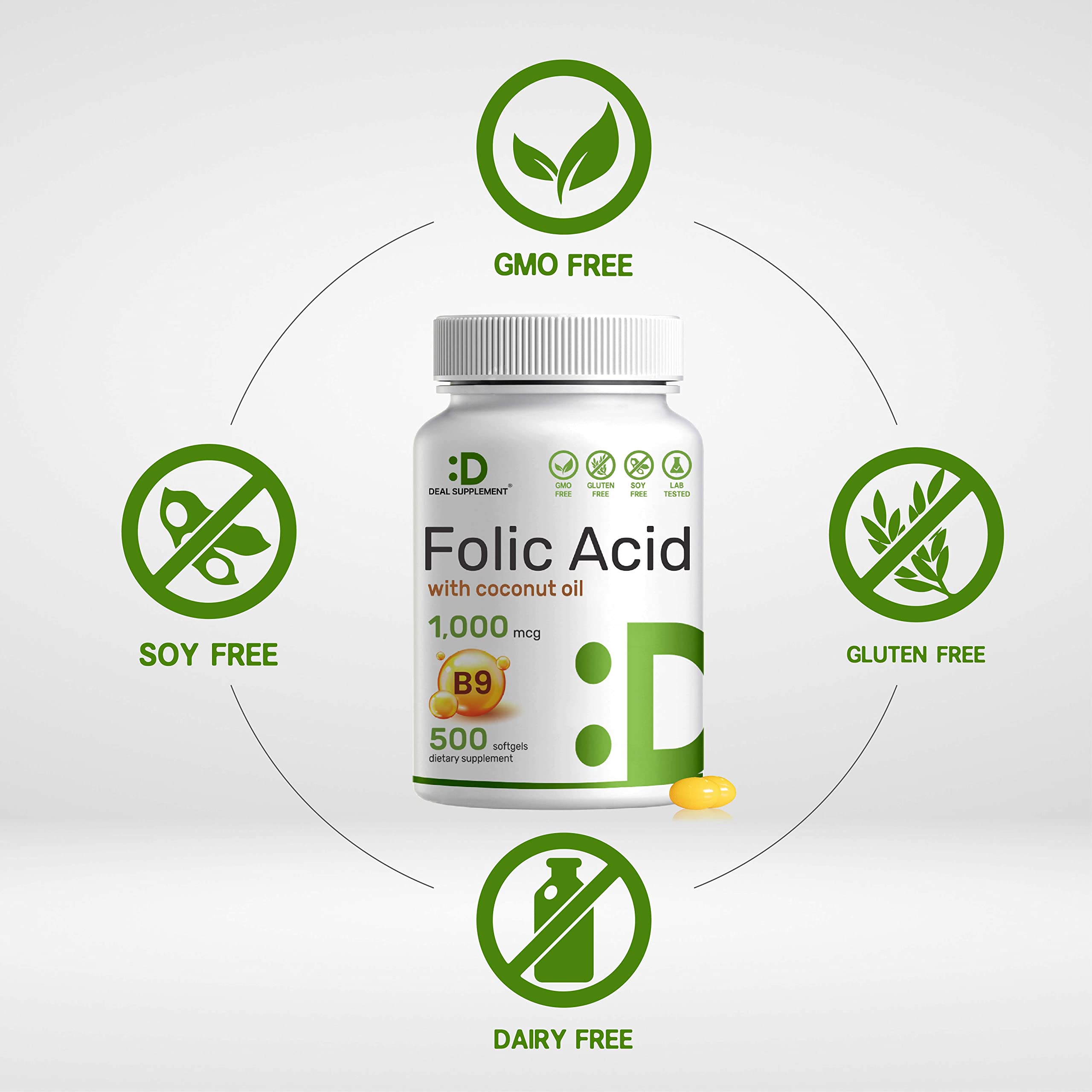 Foto 4 pulgar | Suplemento De Vitaminas Prenatales, Ácido Fólico, 1000 Mcg, 500 Cápsulas Blandas - Venta Internacional.