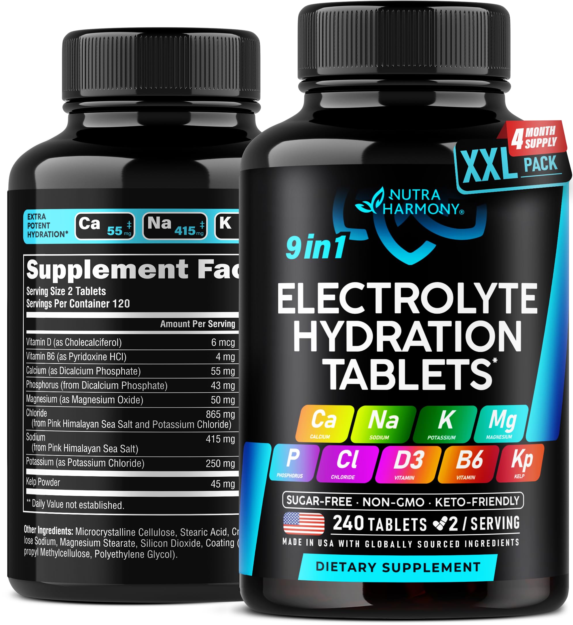 Foto 1 | Tabletas Electrolíticas Nutraharmony Con Magnesio Y Sodio 240 Tabletas - Venta Internacional.