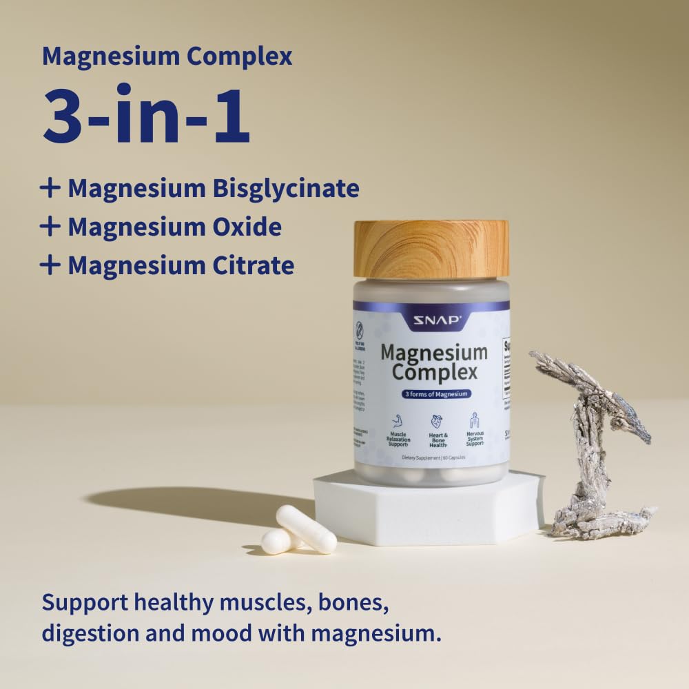 Foto 4 pulgar | Complejo De Magnesio 3 En 1 Supplement Snap Supplements 60 Cápsulas - Venta Internacional.