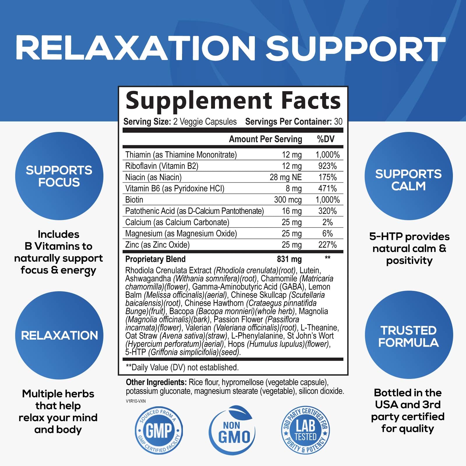 Foto 3 pulgar | Suplemento Nature's Nutrition Calm Support 120 Cápsulas - Venta Internacional.