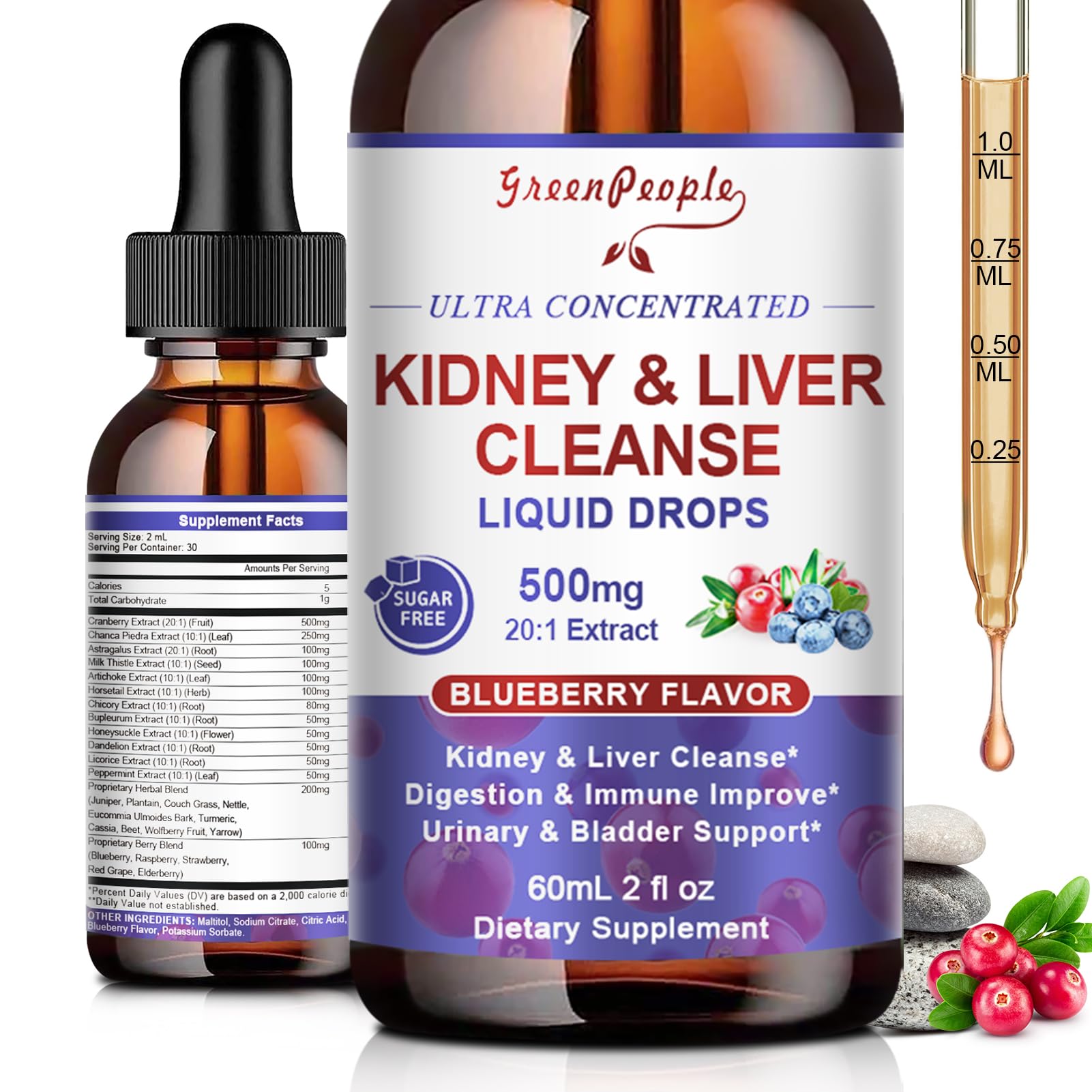 Foto 1 | Suplemento Greenpeople Kidney Cleanse De 60 Ml Con Arándano - Venta Internacional.