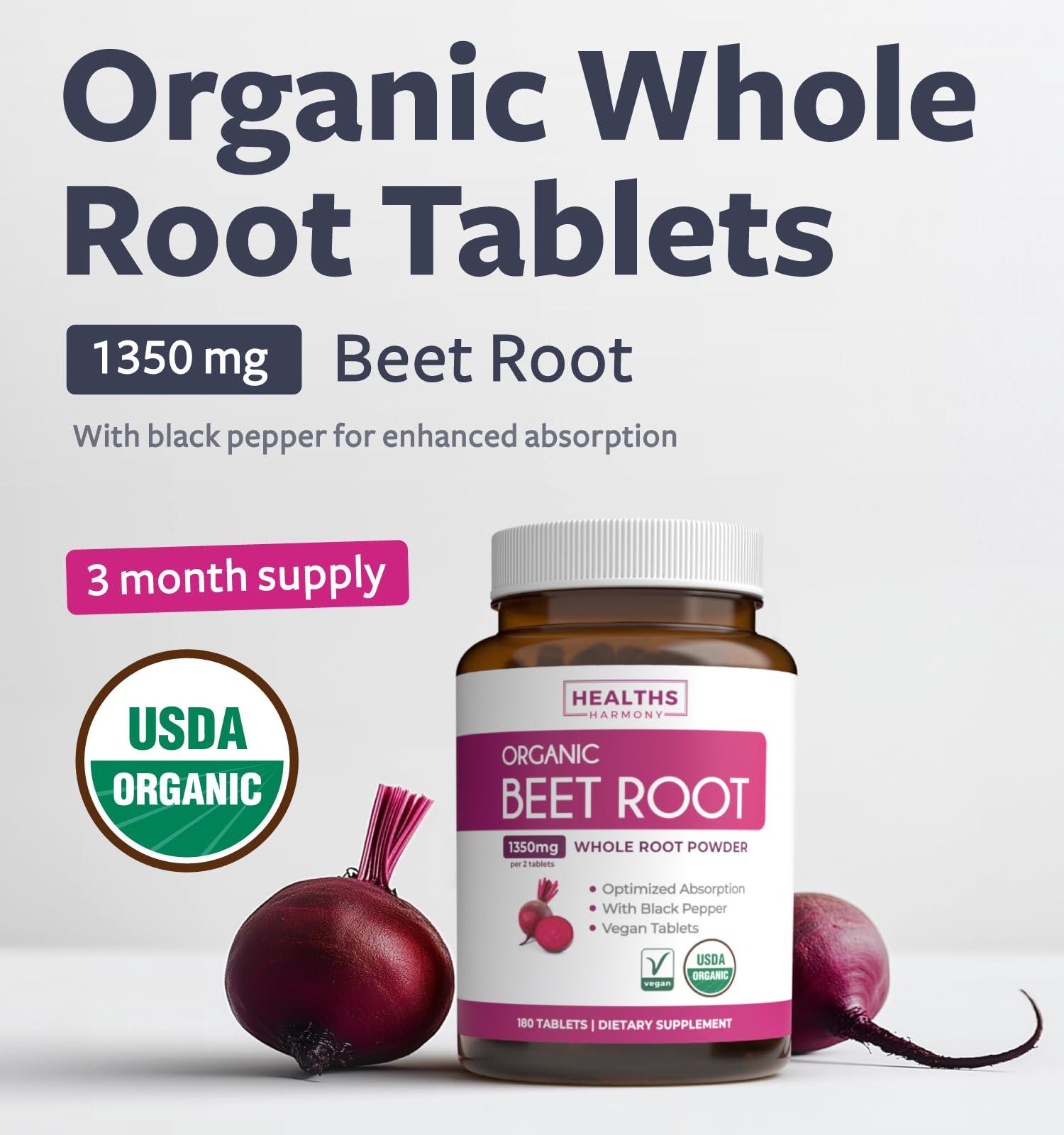 Foto 2 | Tableta Orgánica En Polvo De Raíz De Remolacha Supplement Healths Harmony - Venta Internacional.