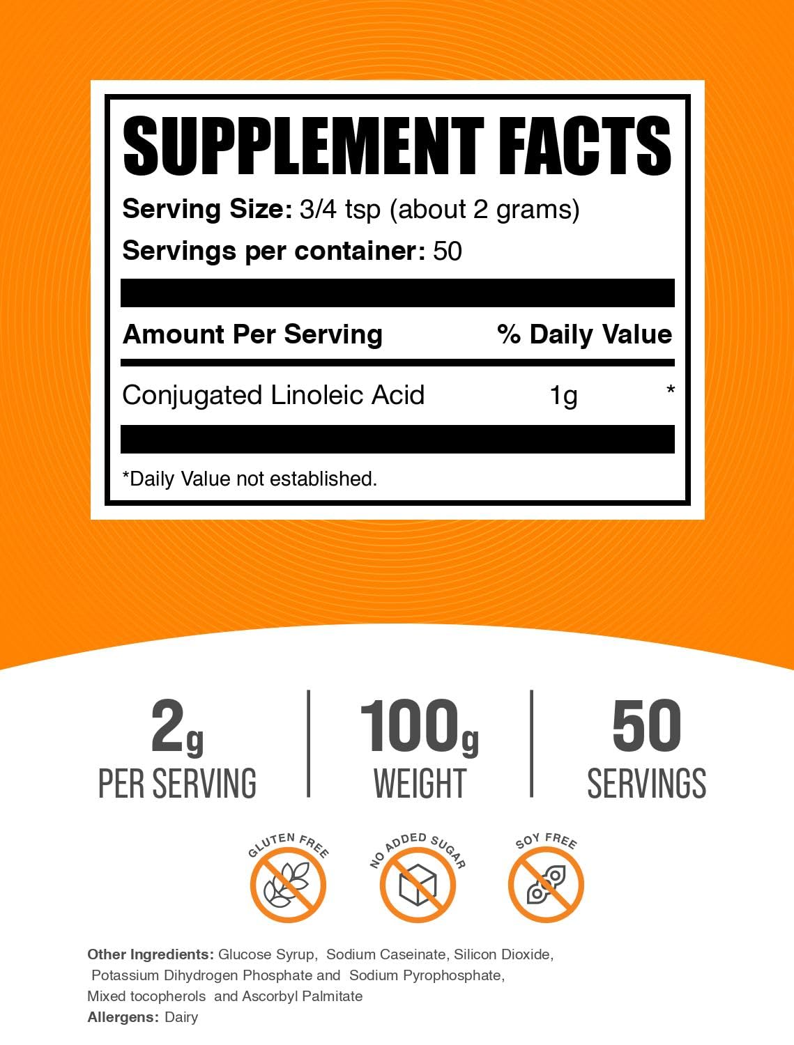 Foto 3 pulgar | Supplement Bulksupplements.com Ácido Linoleico Conjugado Cla 100 G - Venta Internacional.