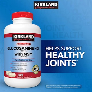 Foto 3 | Complemente La Glucosamina Kirkland Signature Con Msm 375 Tabletas - Venta Internacional.