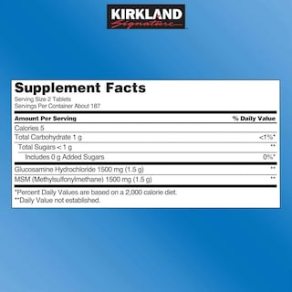 Foto 4 | Complemente La Glucosamina Kirkland Signature Con Msm 375 Tabletas - Venta Internacional.