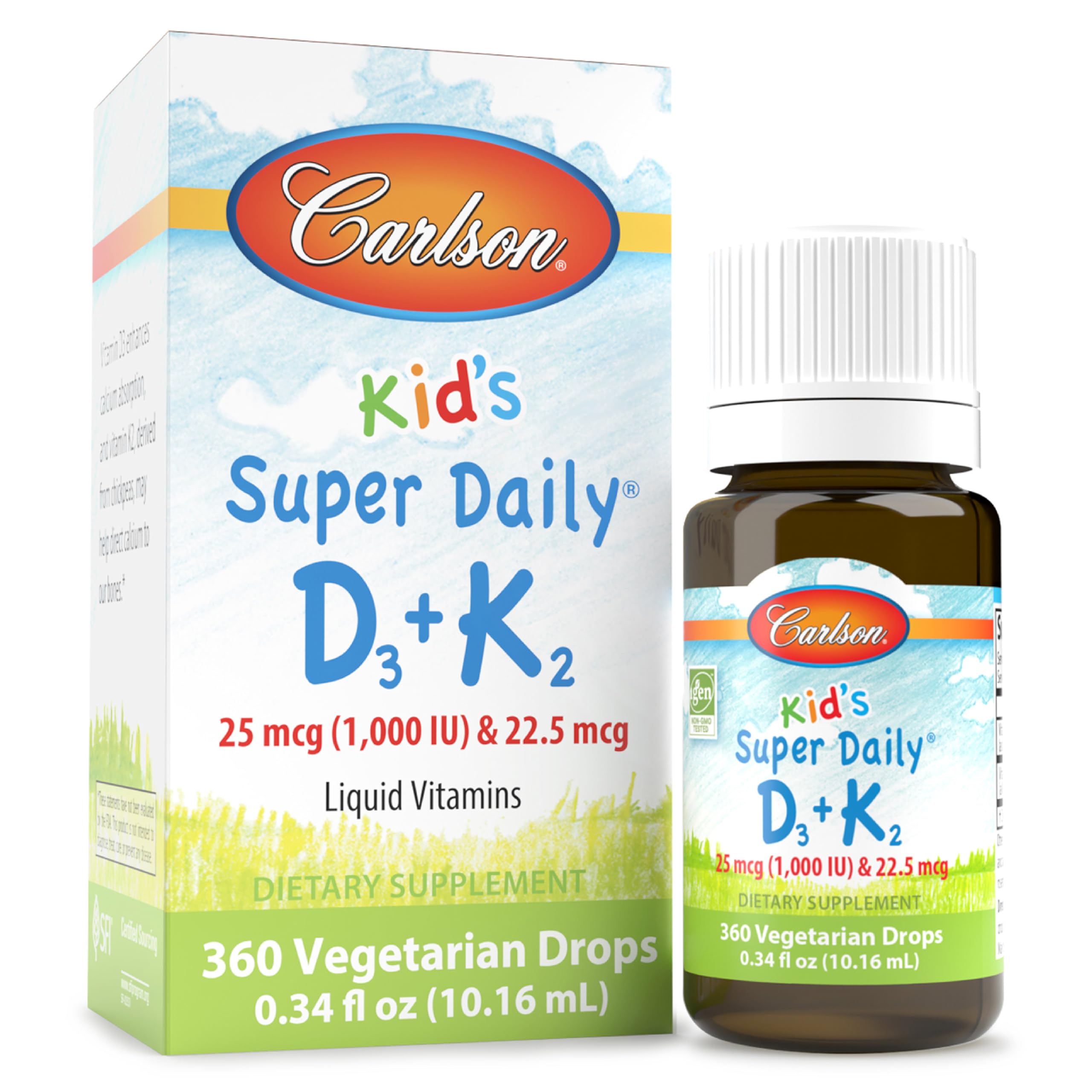 Foto 2 pulgar | Gotas De Vitamina D3+k2 Carlson Kid's Super Daily De 25 Mcg/1000 Ui - Venta Internacional.