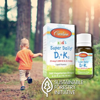 Foto 4 | Gotas De Vitamina D3+k2 Carlson Kid's Super Daily De 25 Mcg/1000 Ui - Venta Internacional.