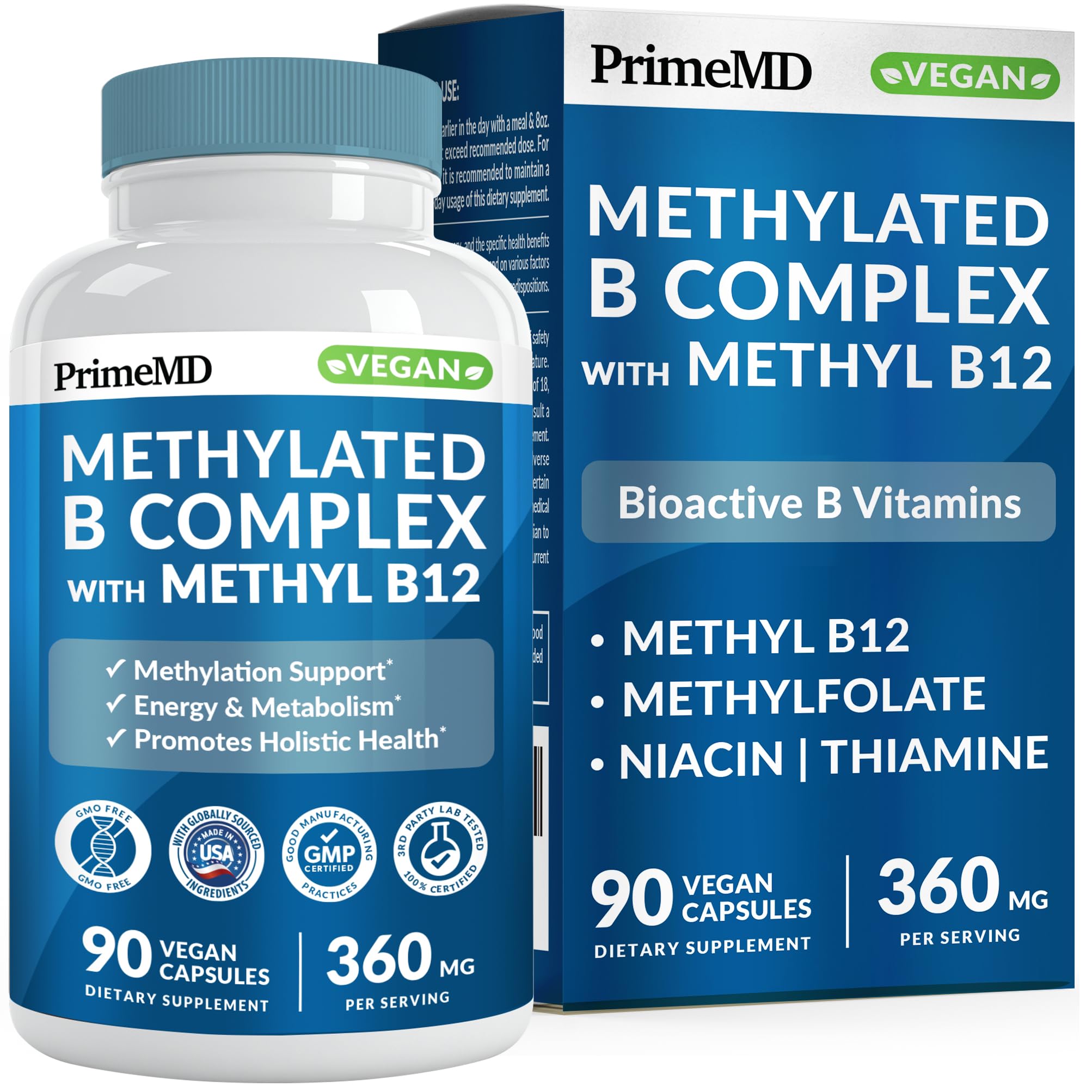 Foto 2 pulgar | Suplemento Primemd Methylated B Complex Con 1000 Mcg De Metilfolato - Venta Internacional.
