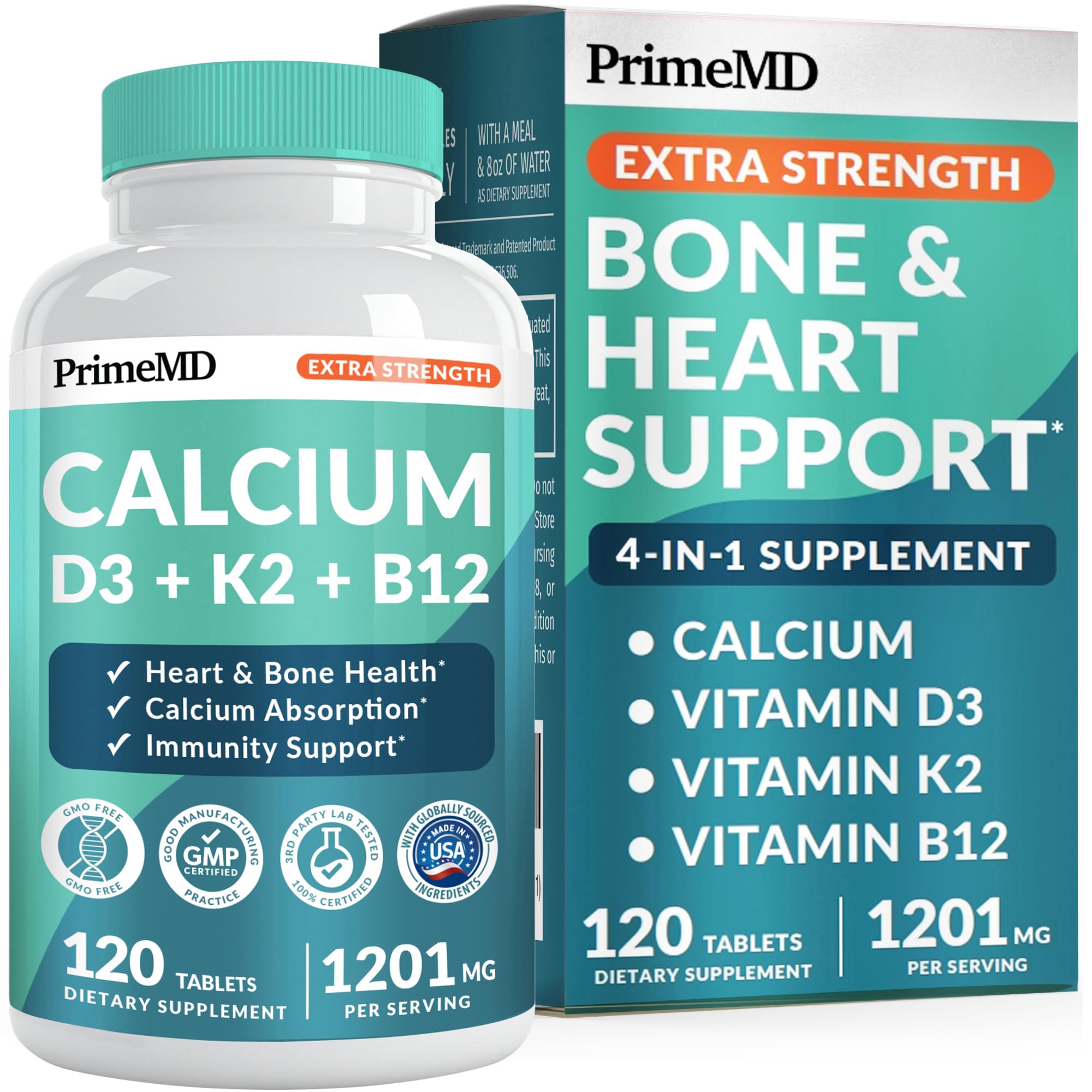 Foto 2 pulgar | Suplemento Calcio Primemd 4 en 1 1200 Mg con Vitamina D3 K2 B12 - Venta Internacional