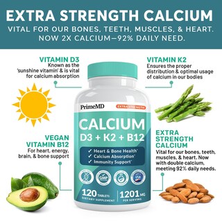 Foto 2 | Suplemento Calcio Primemd 4 en 1 1200 Mg con Vitamina D3 K2 B12 - Venta Internacional