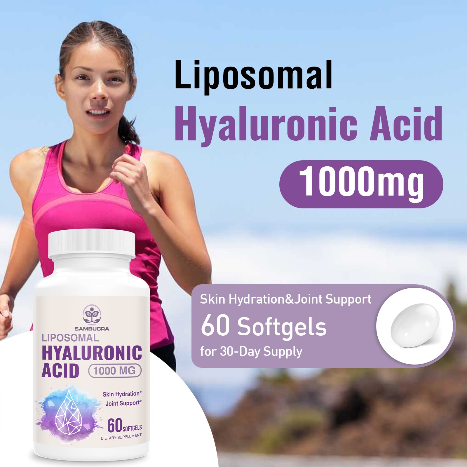 Foto 3 pulgar | Suplemento Ácido Hialurónico Liposomal Sambugra 1000 Mg 60 Cápsulas - Venta Internacional