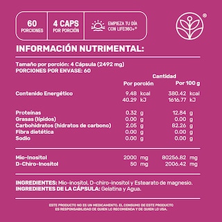 Foto 5 | Life 360+ Inositol Platinum 240 Caps Mio Inositol D-chiro