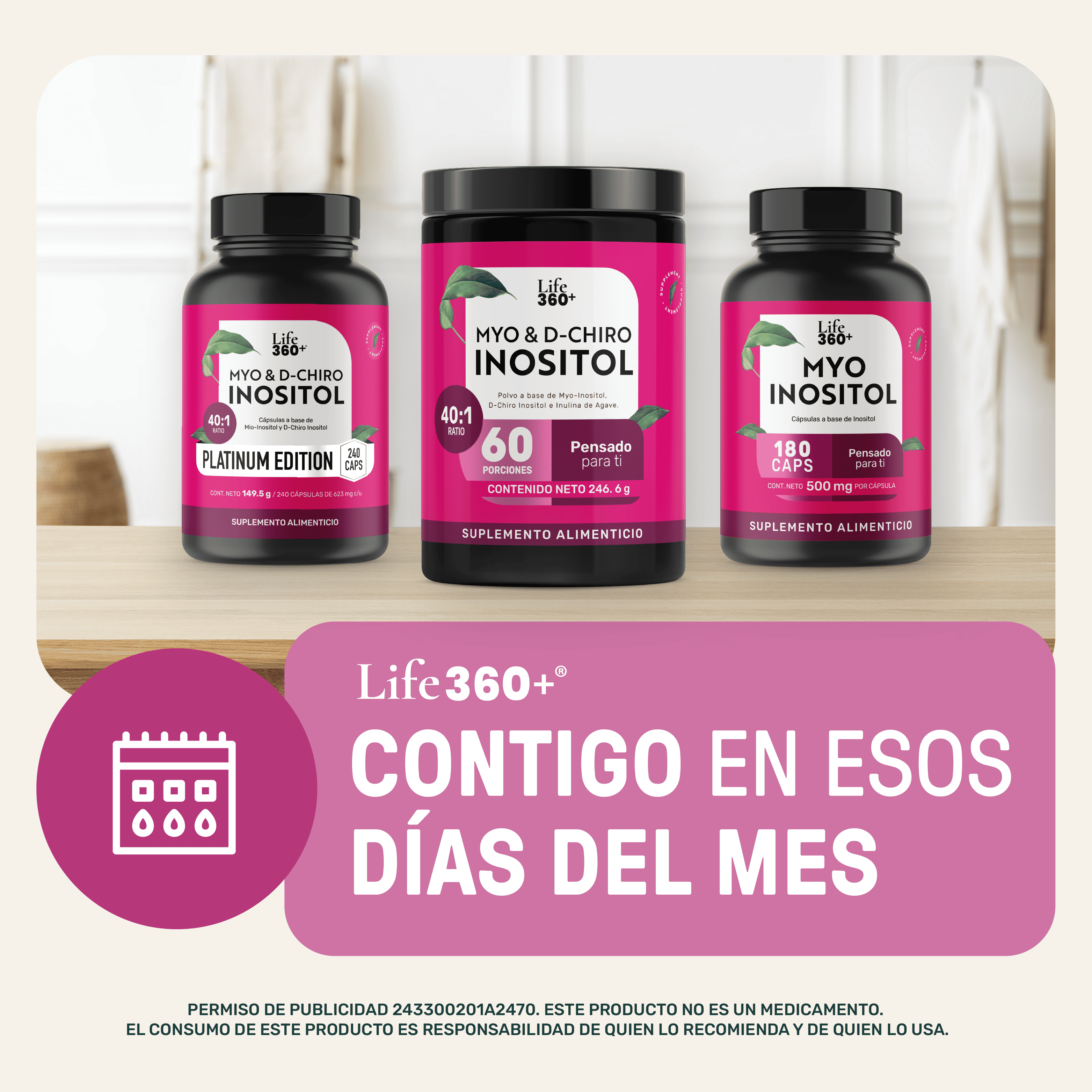 Foto 8 | Life 360+ Inositol Platinum 240 Caps Mio Inositol D-chiro