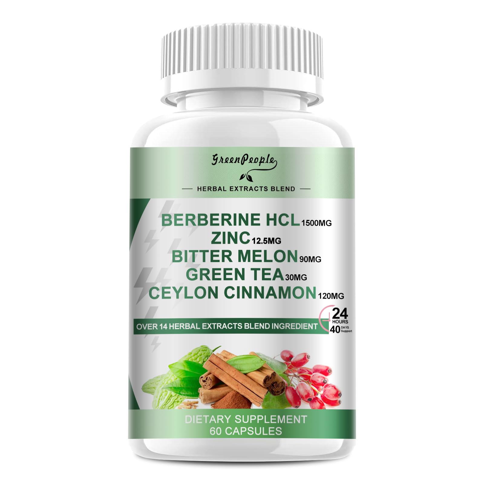 Foto 2 pulgar | Suplemento Greenpeople Berberine 1500 Mg con Canela de Ceilán 60 - Venta Internacional
