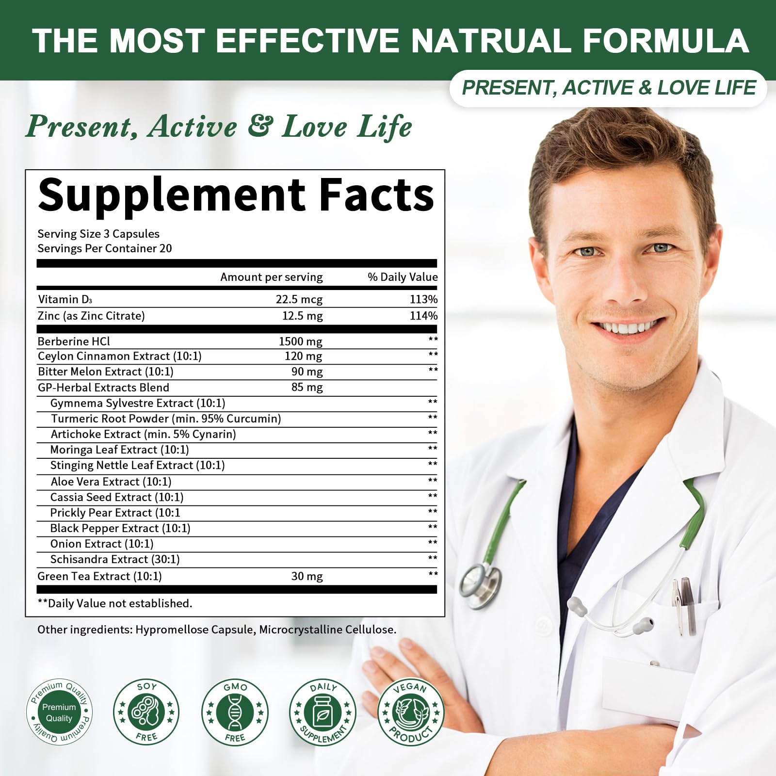 Foto 5 pulgar | Suplemento Greenpeople Berberine 1500 Mg con Canela de Ceilán 60 - Venta Internacional