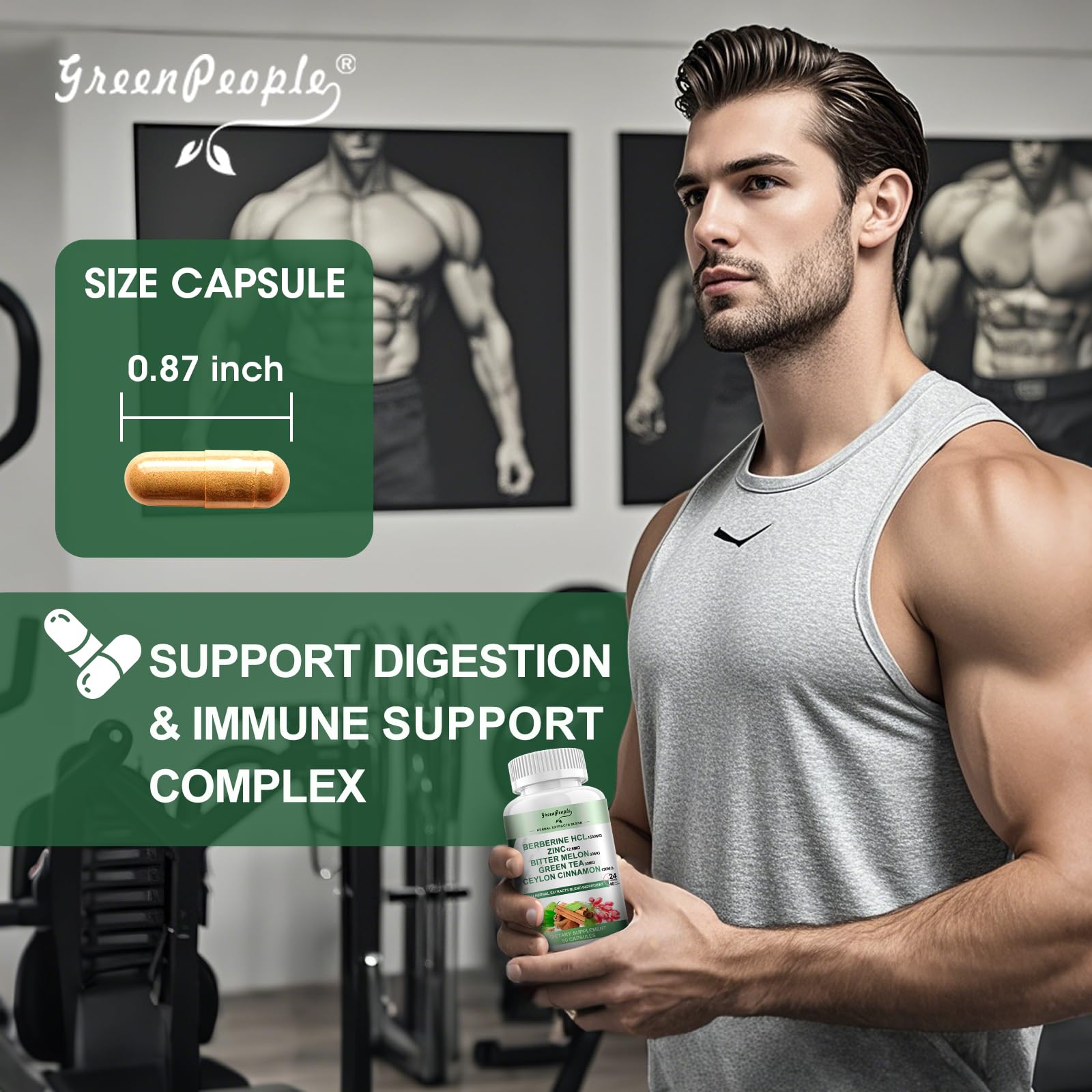 Foto 6 pulgar | Suplemento Greenpeople Berberine 1500 Mg con Canela de Ceilán 60 - Venta Internacional