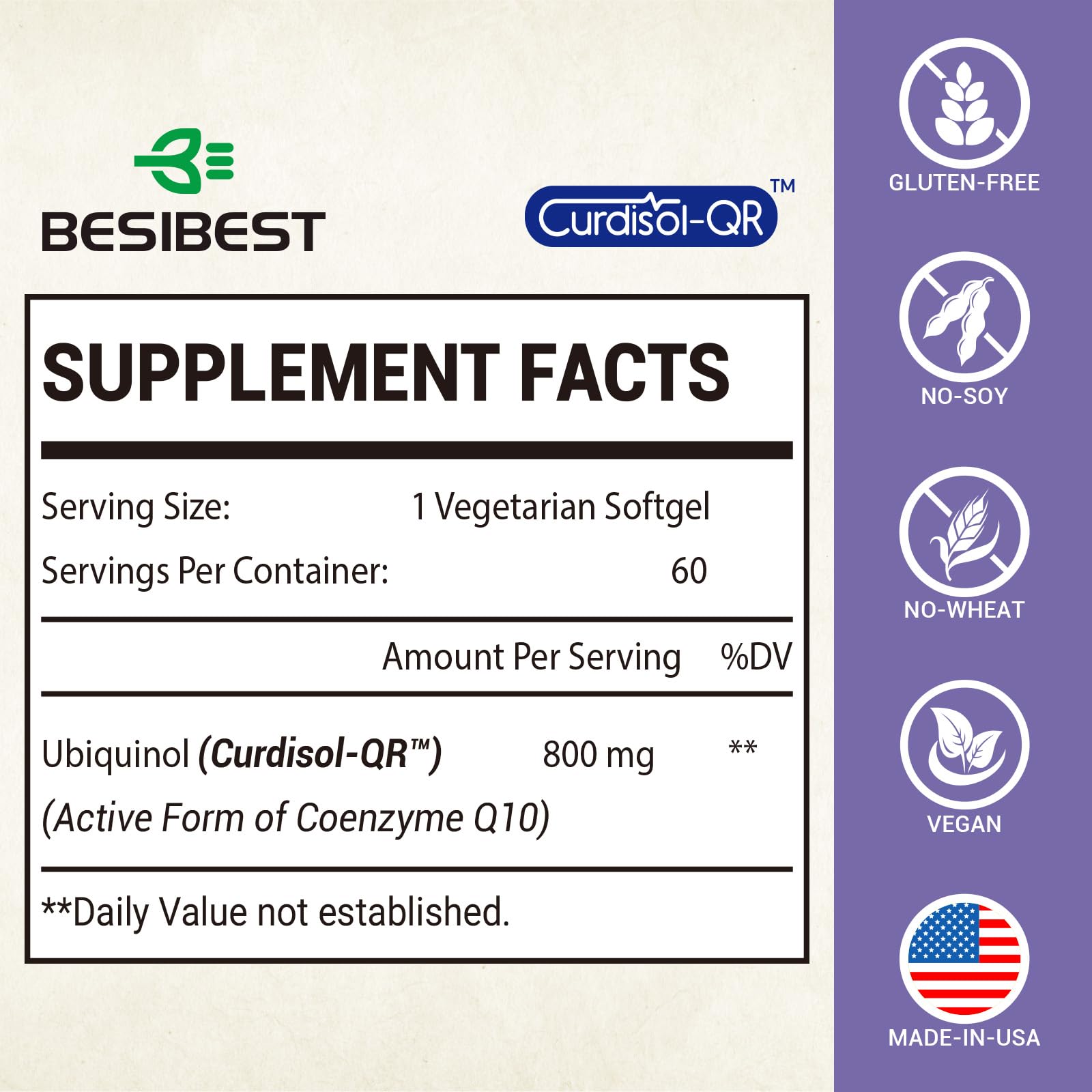 Foto 2 | Suplemento de Ubiquinol Liposomal CoQ10 Besibest 60 Cápsulas - Venta Internacional