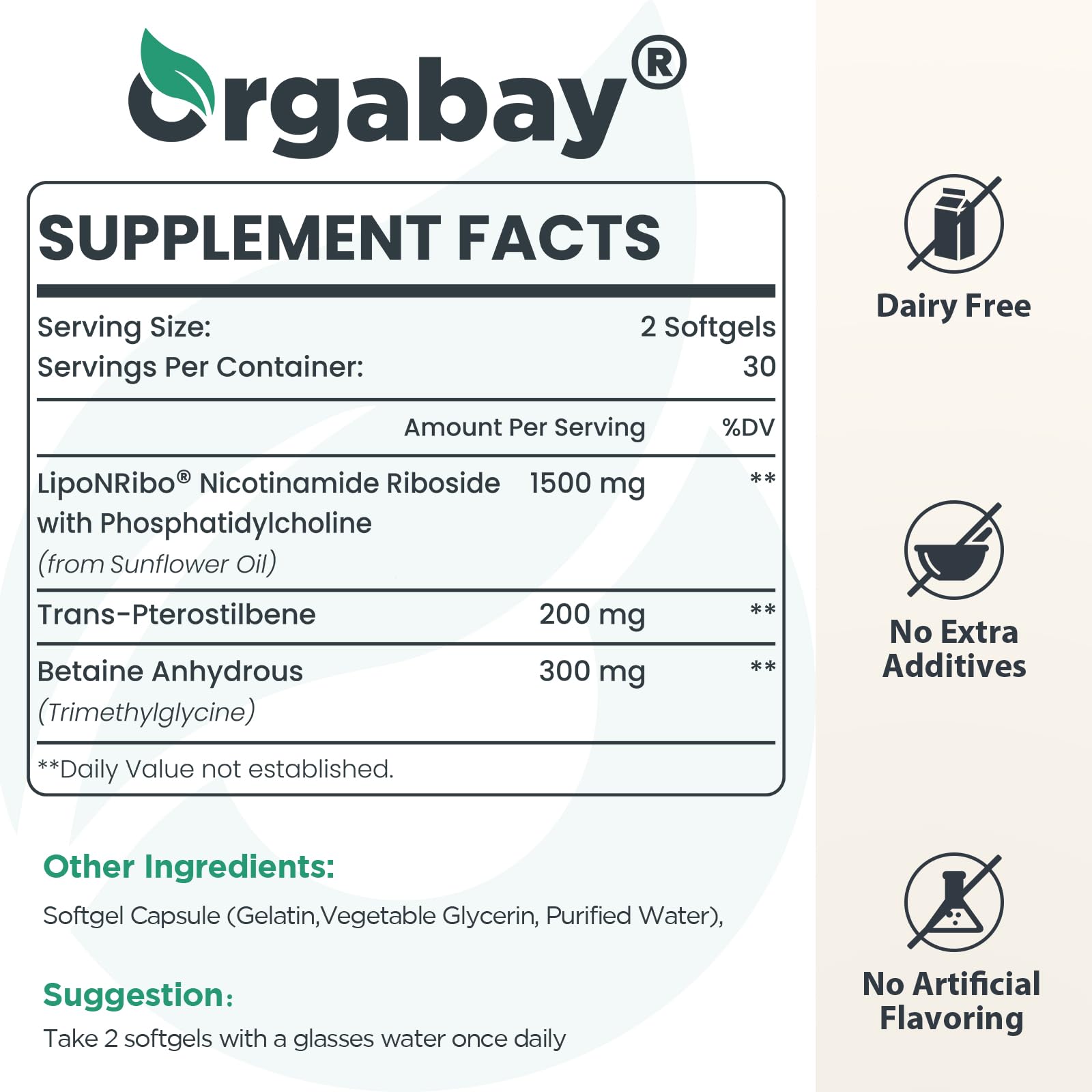 Foto 3 pulgar | Suplemento Liposomal de Ribósido de Nicotinamida Orgabay 2000 mg -Venta Internacional