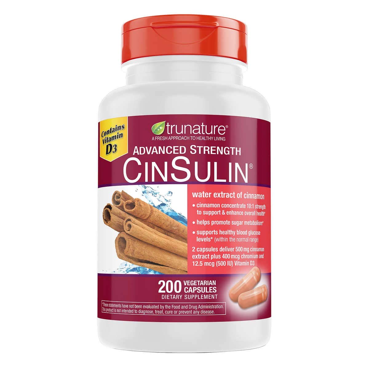 Foto 2 pulgar | Suplemento Trunature Advanced Strength Insulina 500 Mg X 200 Cápsulas (paquete De 2) - Venta Internacional.