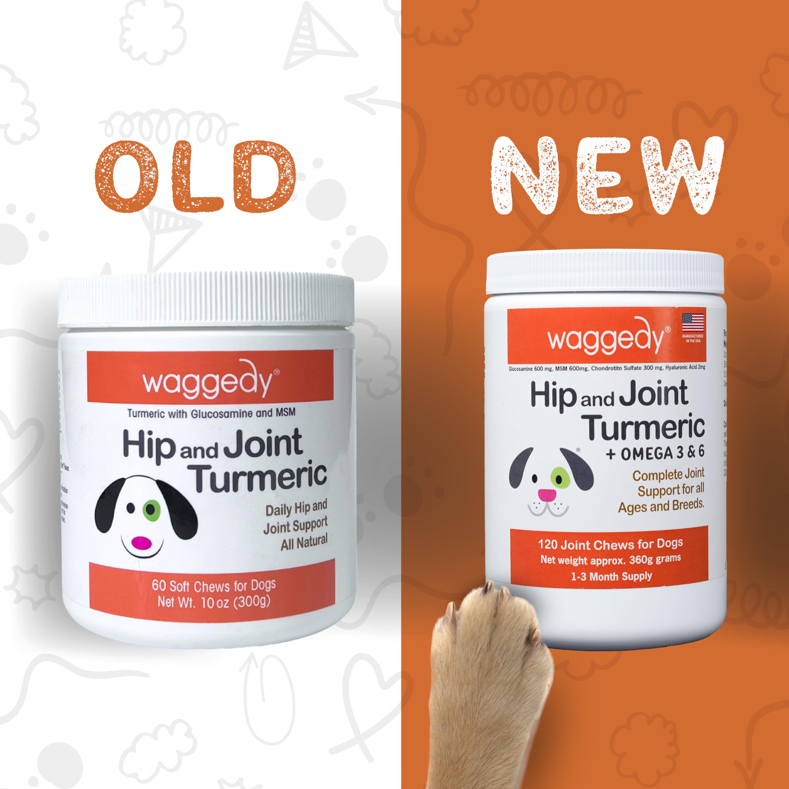 Foto 2 | Suplemento Para Perros Waggedy Hip And Joint Con Cúrcuma, 120 Masticables - Venta Internacional.