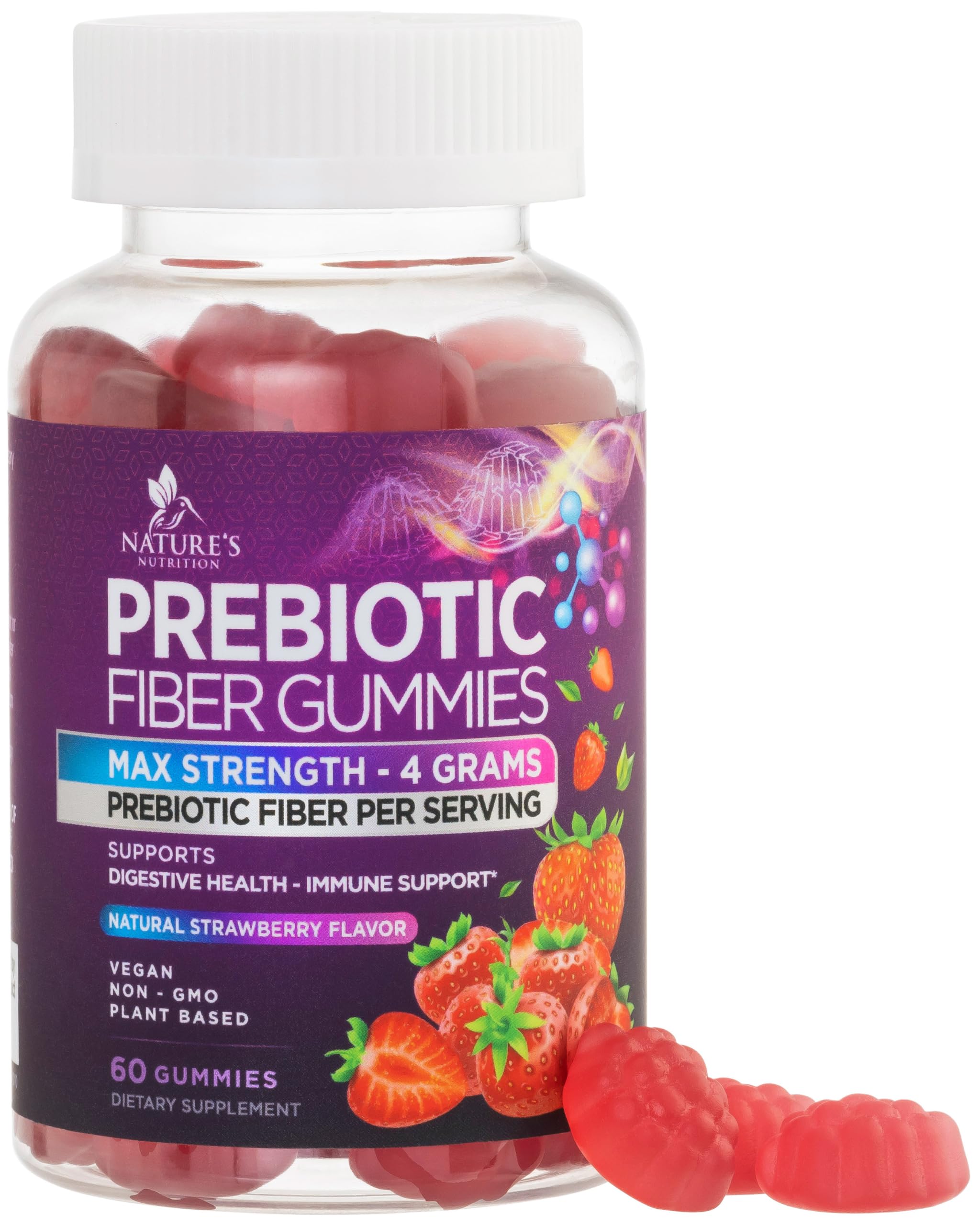 Foto 2 pulgar | Prebioticos Fiber Gummies Nature's Nutrition 60 Unidades - Venta Internacional