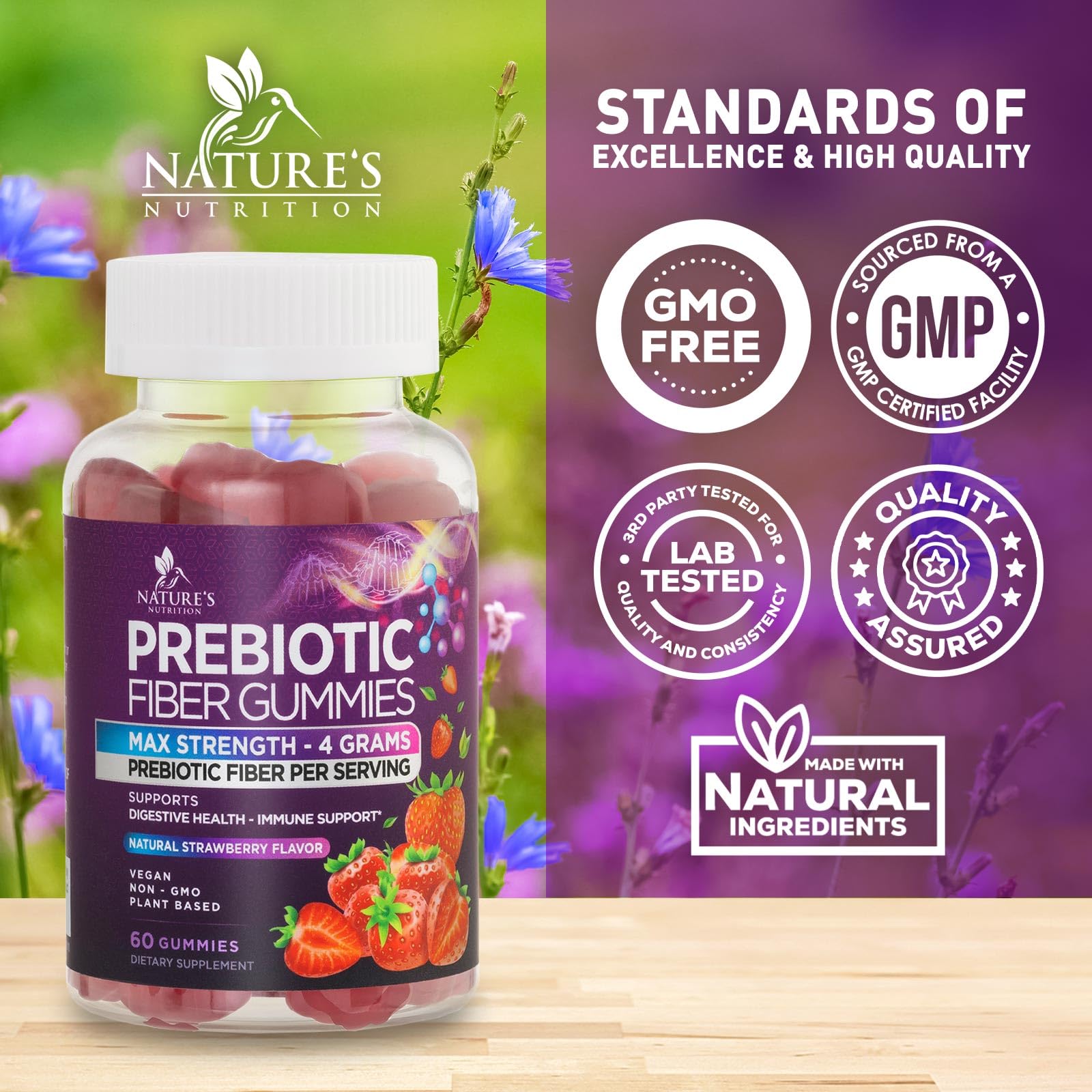 Foto 5 pulgar | Prebioticos Fiber Gummies Nature's Nutrition 60 Unidades - Venta Internacional