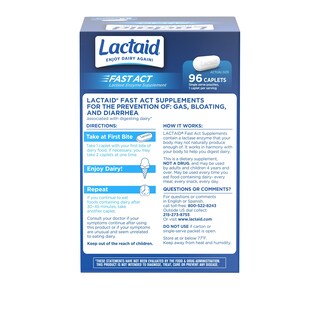 Foto 7 | Cápsulas De Lactaid Fast Act Para Intolerancia A La Lactosa, 96 Paquetes De Viaje - Venta Internacional.