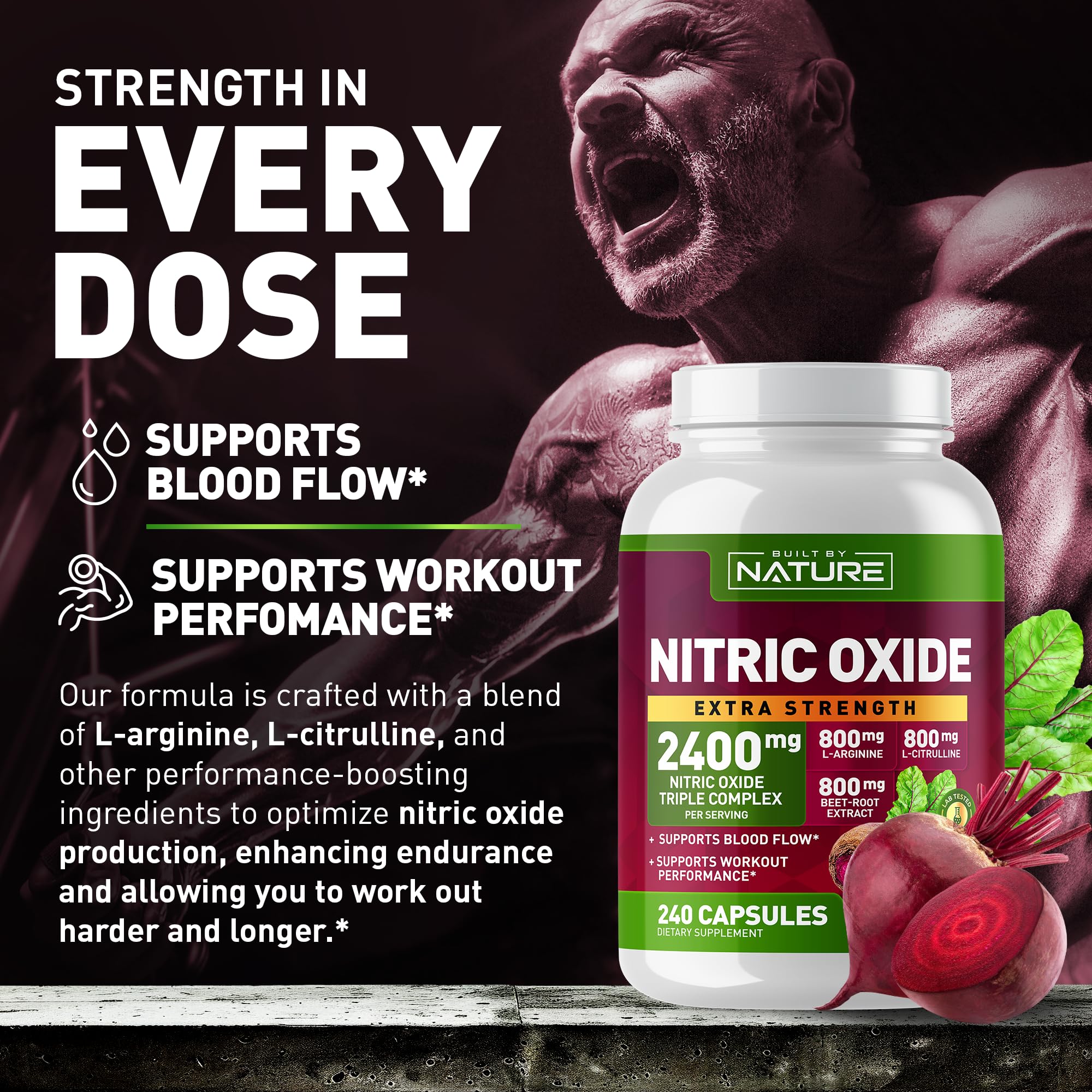 Foto 4 pulgar | Suplemento Óxido Nítrico Built By Nature 2400 Mg 240 Cápsulas - Venta Internacional