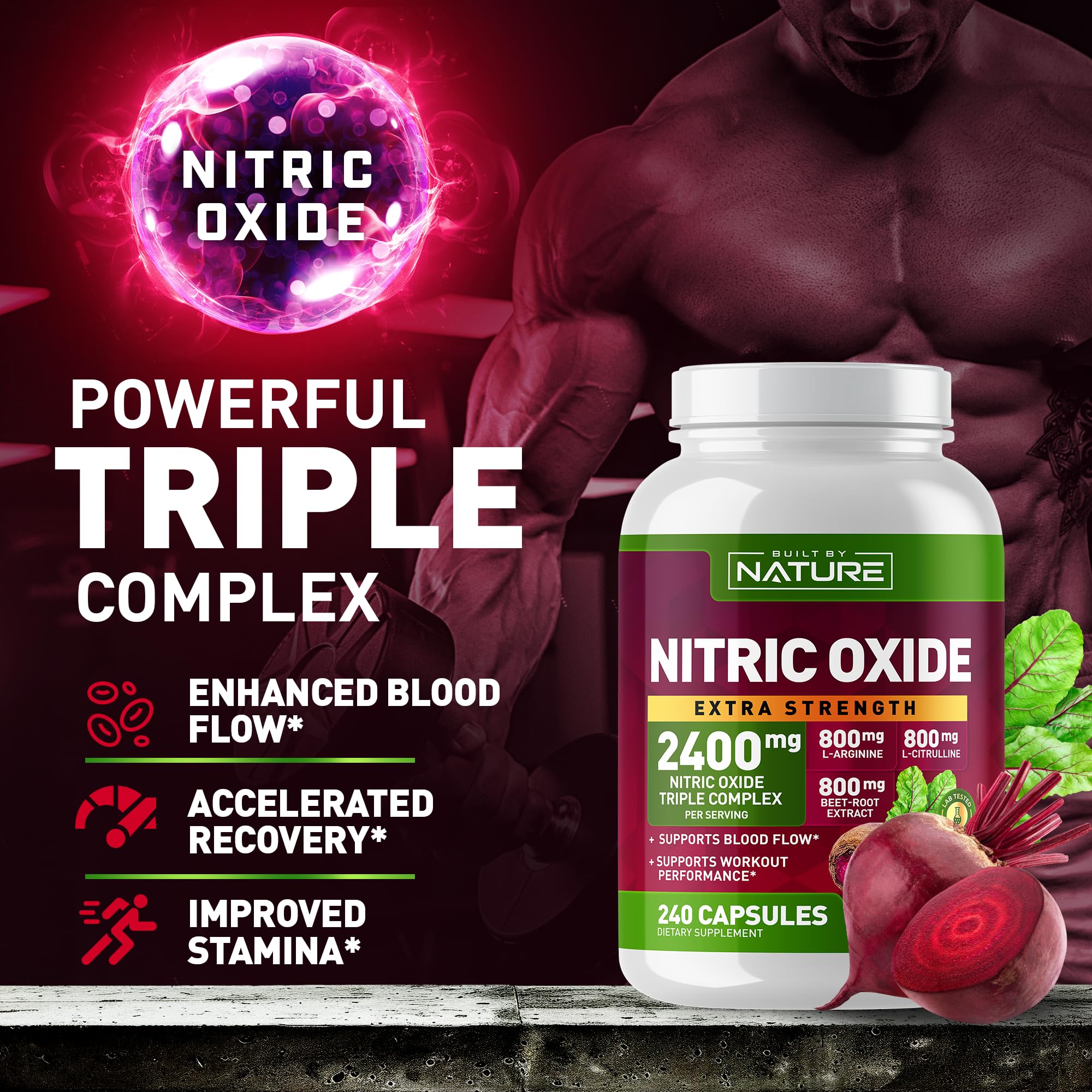 Foto 4 | Suplemento Óxido Nítrico Built By Nature 2400 Mg 240 Cápsulas - Venta Internacional