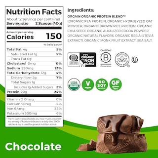 Foto 2 | Proteína Orgain Orgain Organic Vegan Chocolate 480 g - Venta Internacional