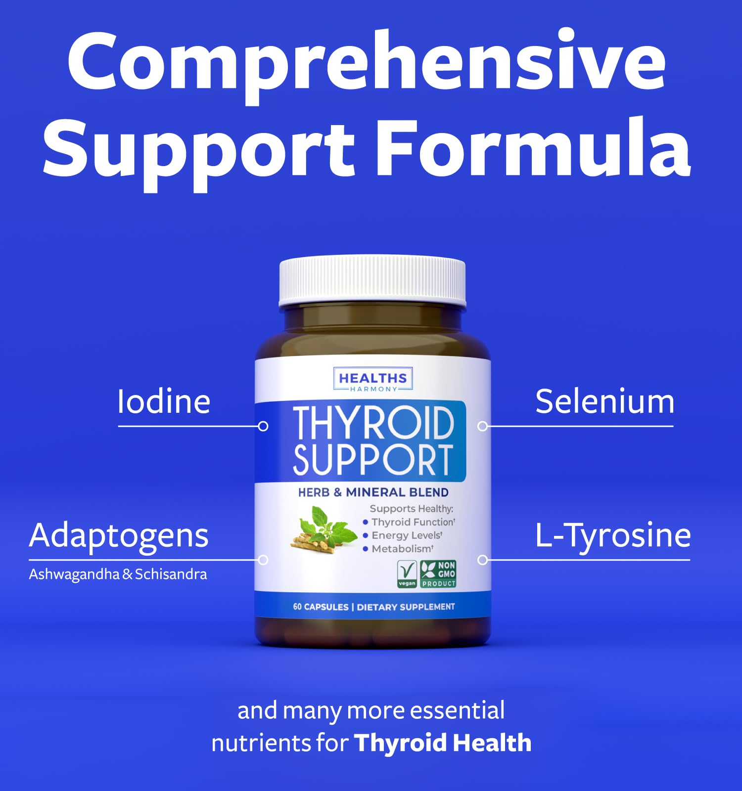 Foto 3 | Suplemento Healths Harmony Thyroid 60 Cápsulas - Venta Internacional