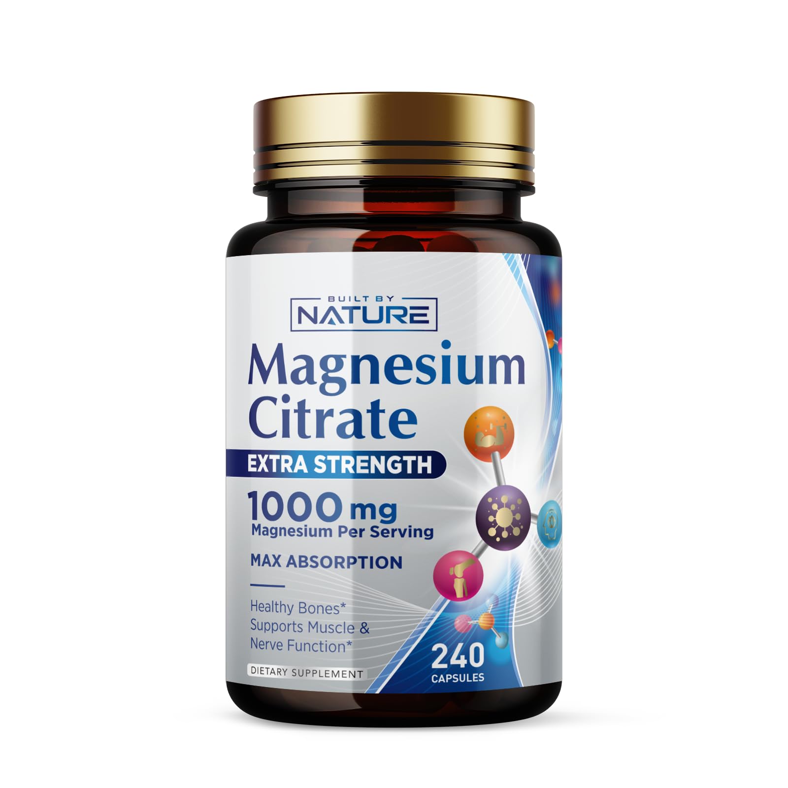 Foto 2 pulgar | Suplemento Citrato de Magnesio Built By Nature 1000 Mg 240 Cápsulas - Venta Internacional