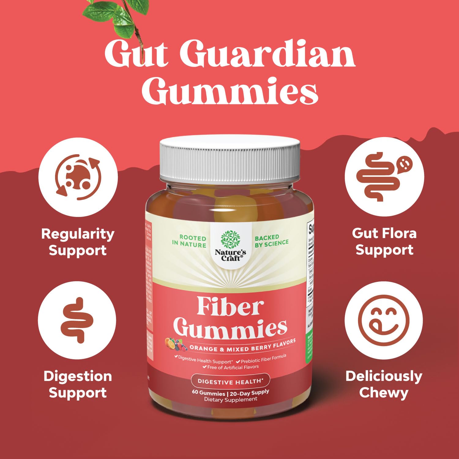 Foto 4 pulgar | Prebiótico Fiber Gummies Natures Craft Tasty 60 Unidades - Venta Internacional