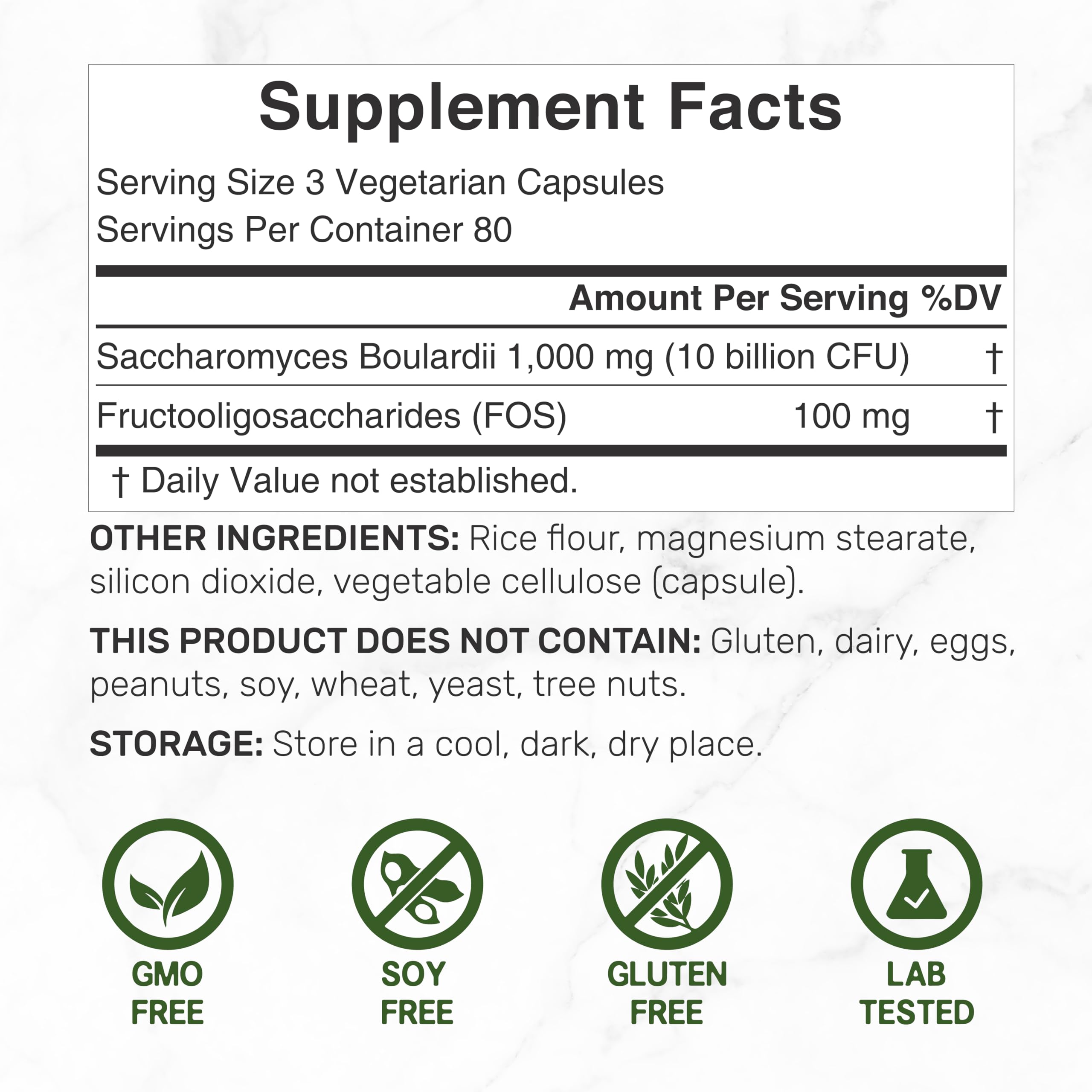 Foto 3 pulgar | Probiotico y Prebiotico Saccharomyces Boulardii + Fos 240 Cápsulas - Venta Internacional