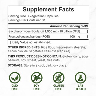 Foto 2 | Probiotico y Prebiotico Saccharomyces Boulardii + Fos 240 Cápsulas - Venta Internacional
