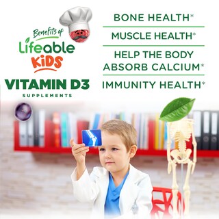 Foto 3 | Suplemento Vitamina D Lifeable Kids Vitamina D3 1000 Ui 90 Gomitas - Venta Internacional