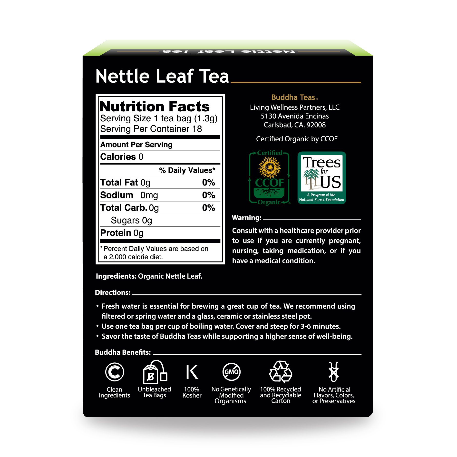 Foto 3 pulgar | Tea Buddha Teas Con Hojas De Ortiga Orgánicas, 18 Bolsitas De Té, Sin Cafeína - Venta Internacional.