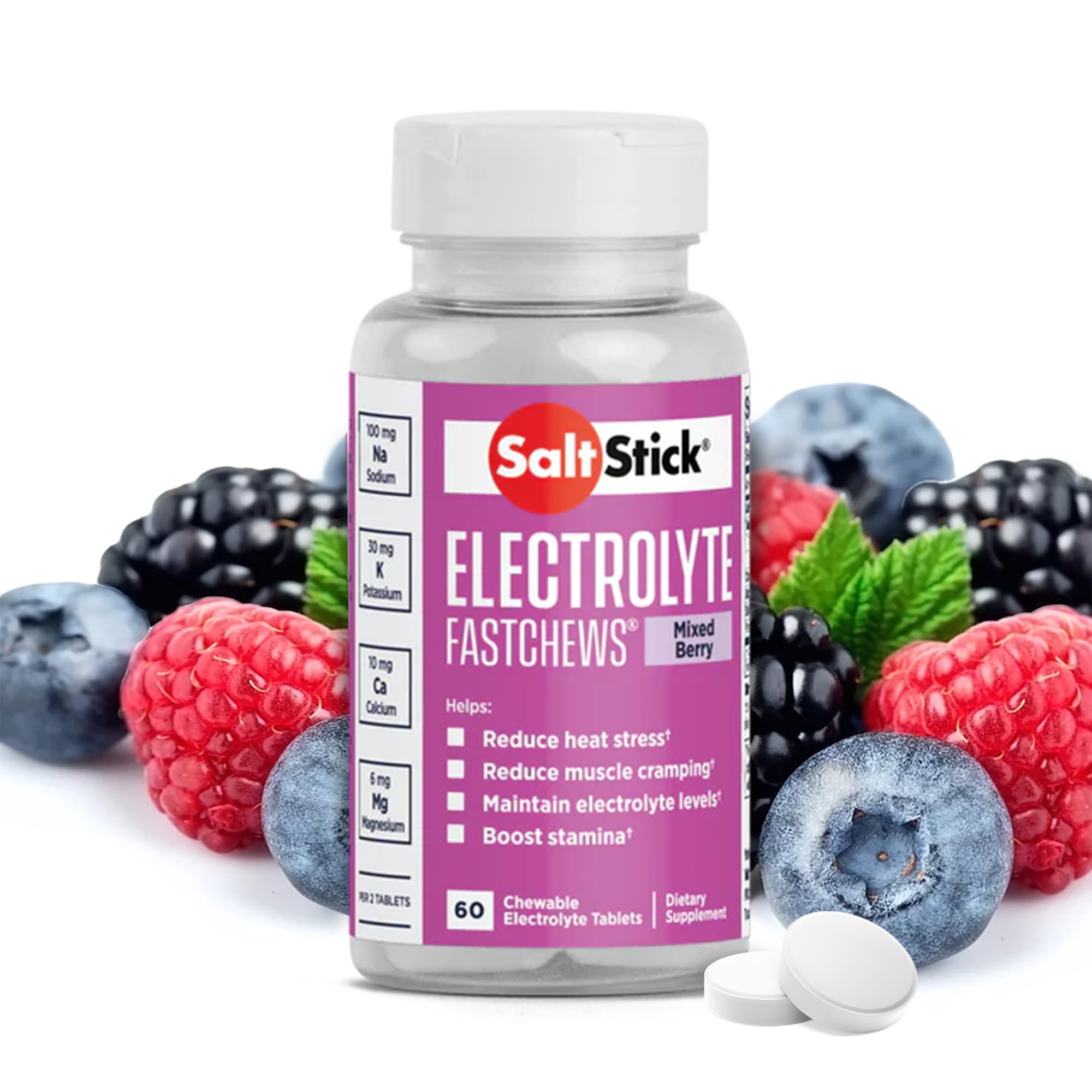 Foto 2 pulgar | Electrolyte Fastchews Saltstick Mixed Berry 60 Comprimidos - Venta Internacional.
