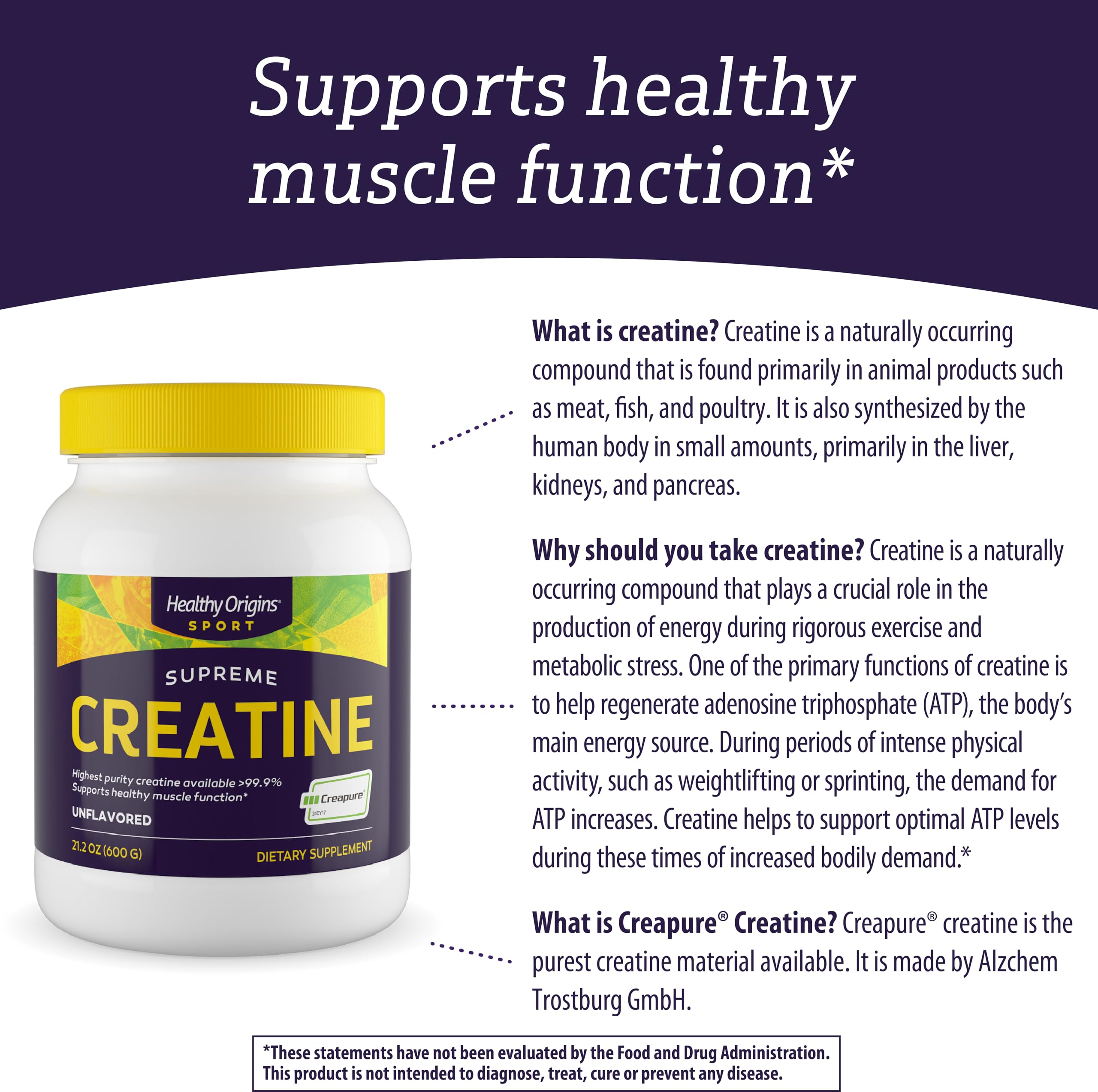 Foto 5 pulgar | Creatine Creatine Healthy Origins Creapure 625 Ml Sin Sabor - Venta Internacional.