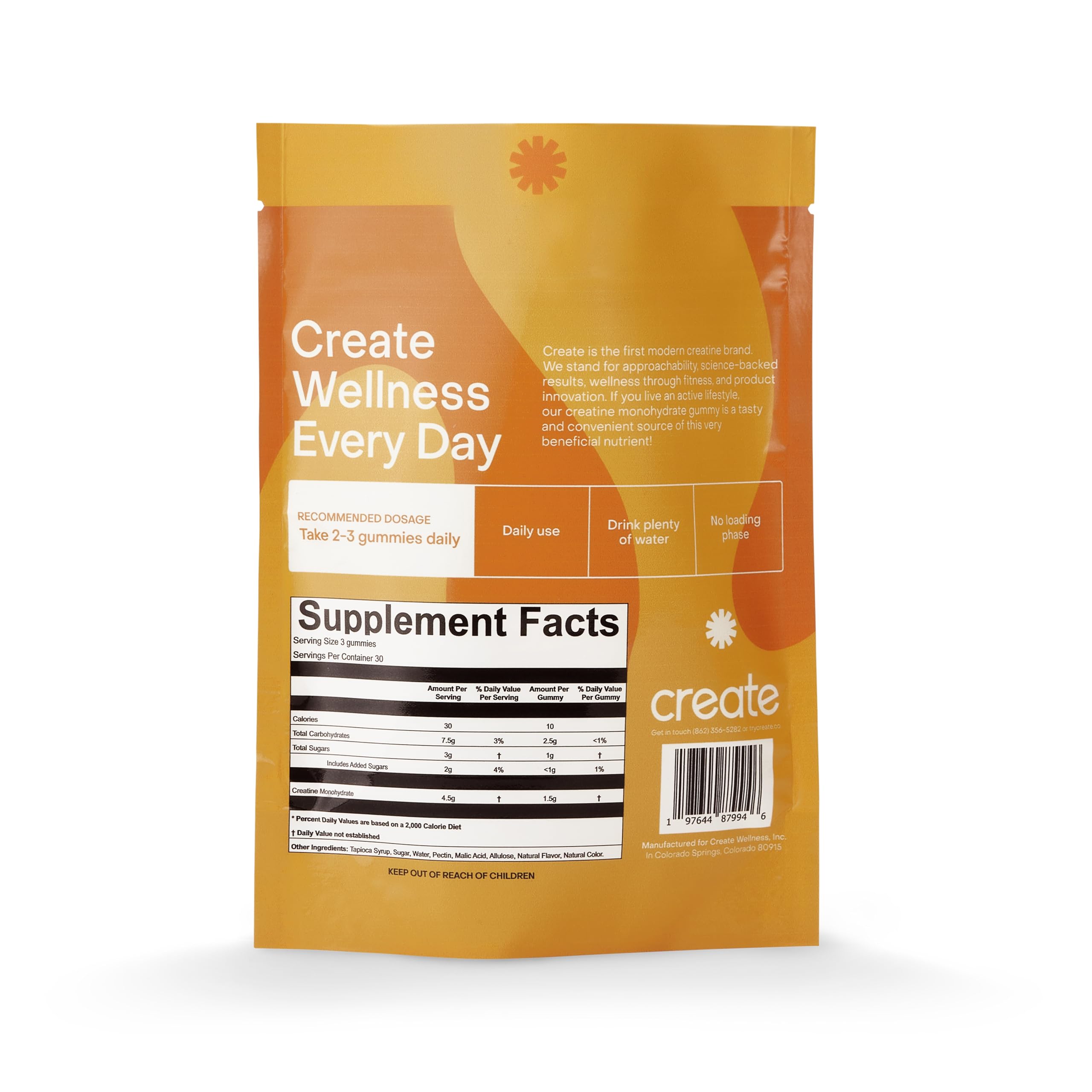 Foto 4 pulgar | Gomitas De Monohidrato De Creatina Create Wellness, 1,5 G (90 Unidades) - Venta Internacional.