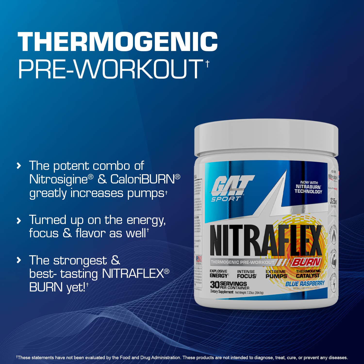 Foto 6 pulgar | Suplemento Gat Sport Nitraflex Burn Pre-workout Blue Frambuesa - Venta Internacional.