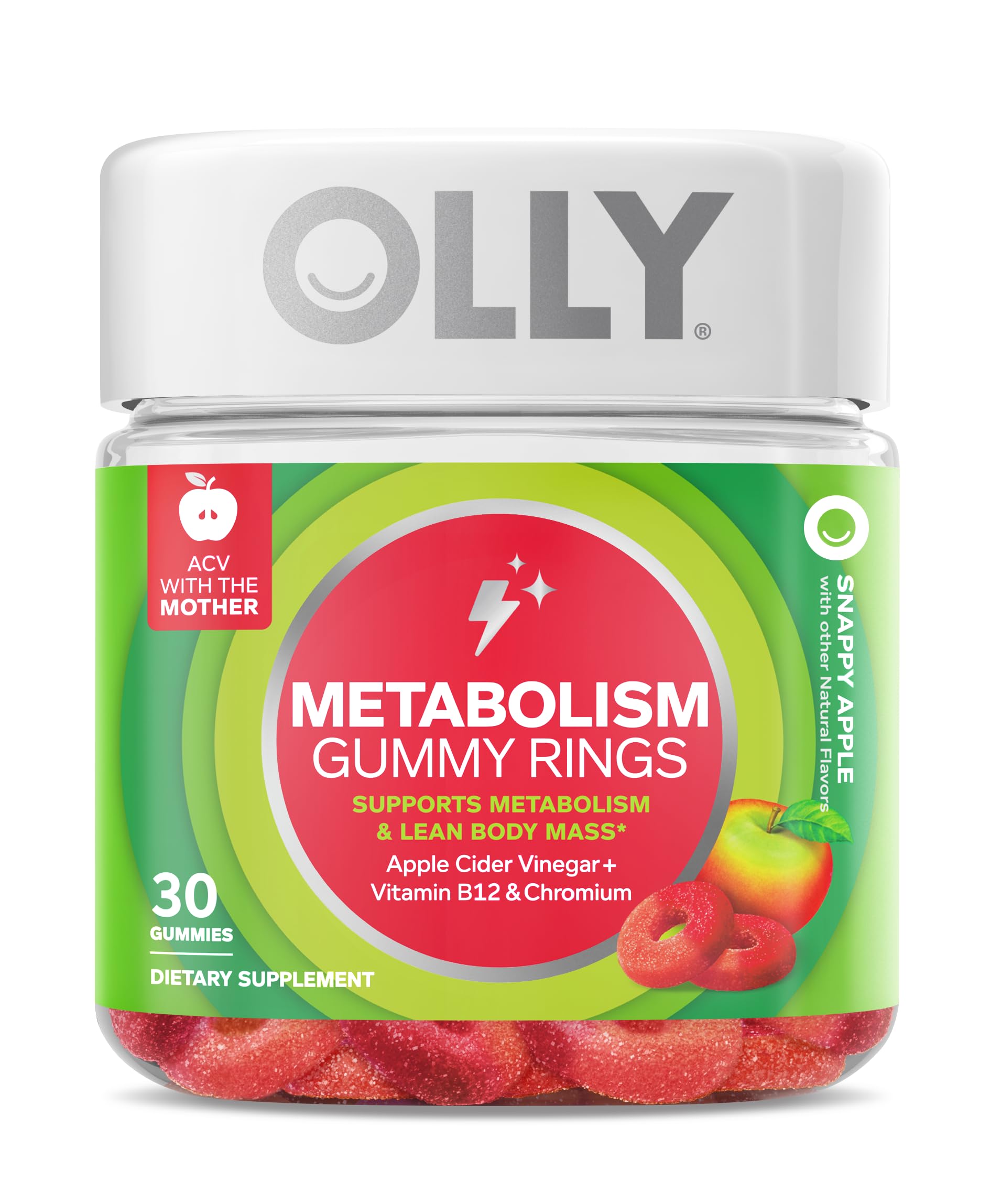 Foto 2 pulgar | Suplemento Olly Metabolism Gommy Rings Con Sabor A Manzana, 30 Unidades - Venta Internacional.