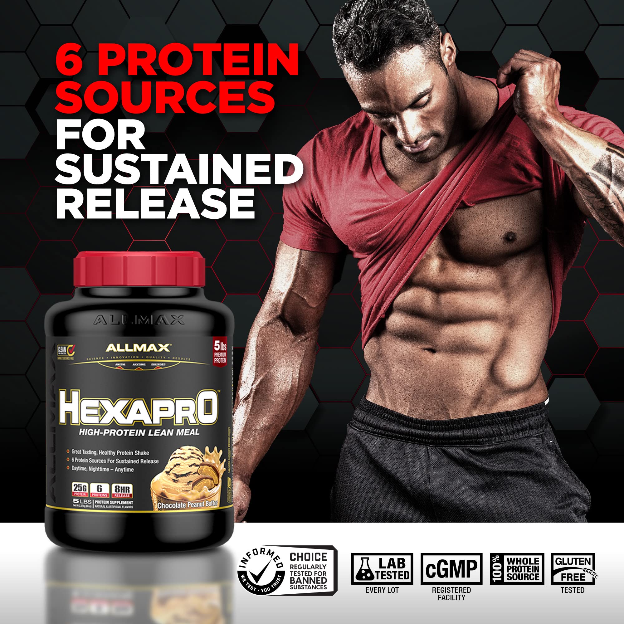Foto 3 pulgar | Batido De Proteínas Allmax Hexapro Chocolate 907 G 25 G De Proteína - Venta Internacional.
